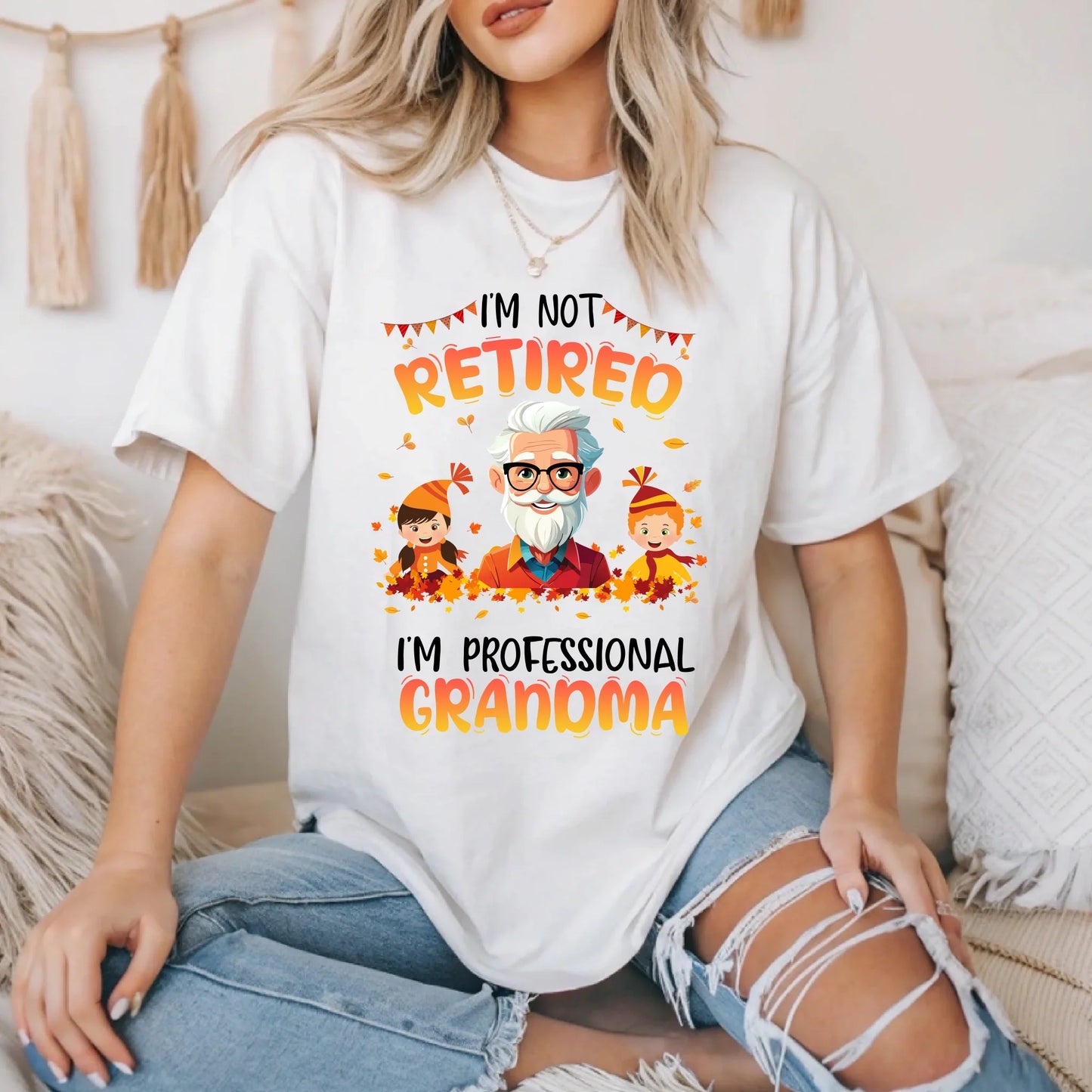 Personalized Thanksgiving Shirt for Grandma & Grandpa – Custom Names & Characters – I'm Not Retired I'm a... (Image 5)