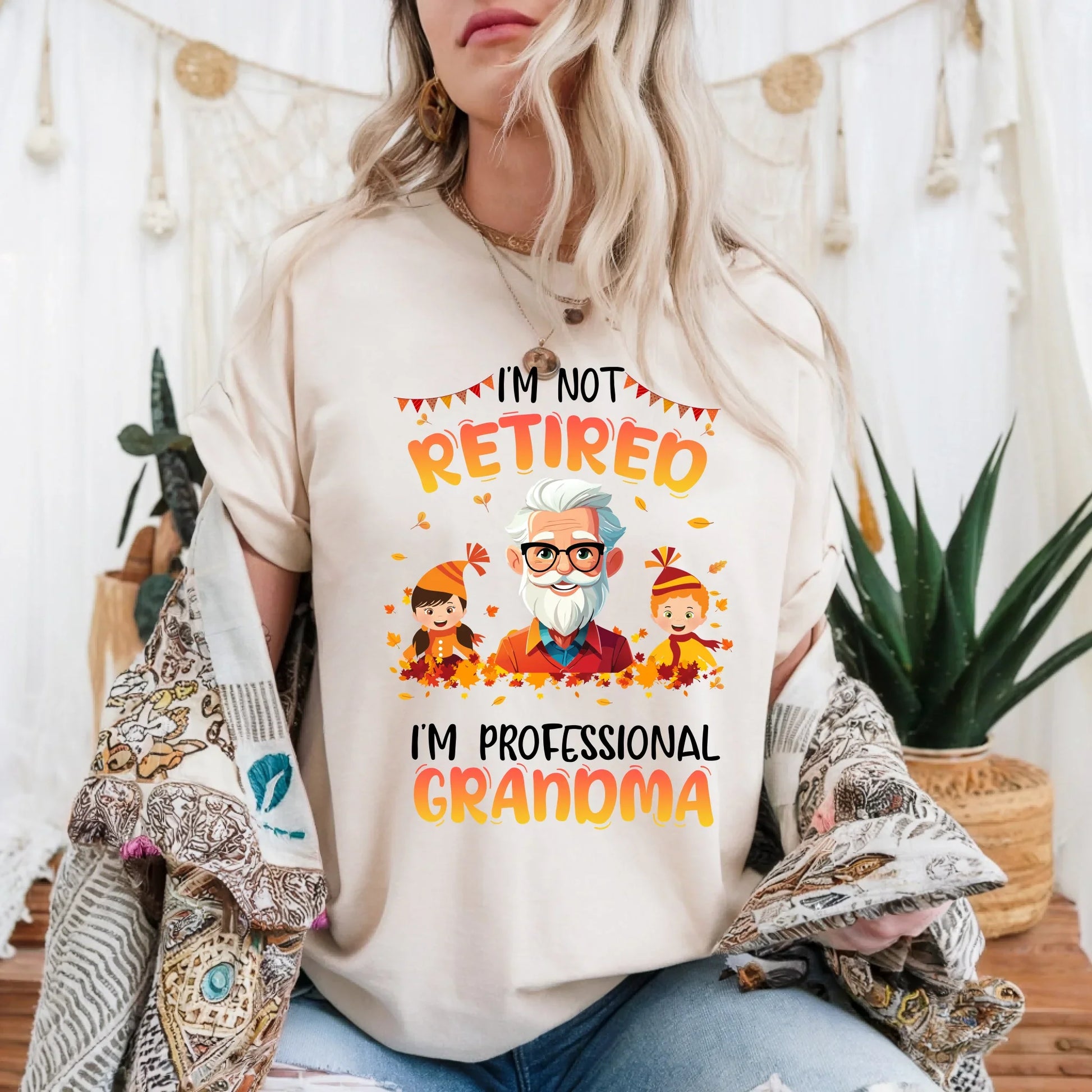 Personalized Thanksgiving Shirt for Grandma & Grandpa – Custom Names & Characters – I'm Not Retired I'm a... (Image 1)