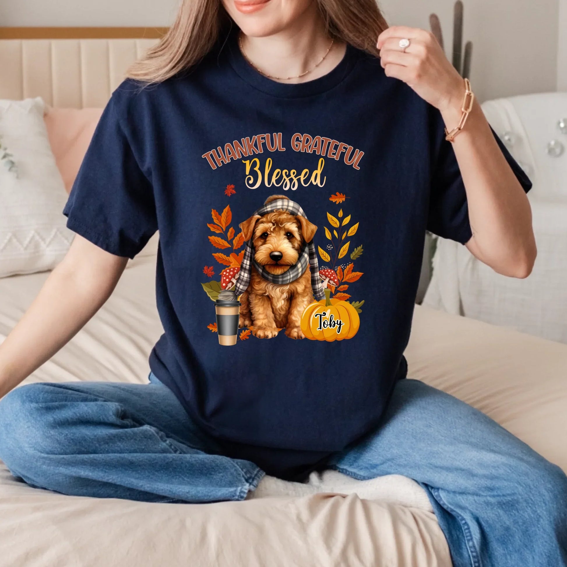 Thankful Grateful Blessed – Custom Dog Thanksgiving Shirt with Pet Name Hoodie, Sweatshirt | InkThreadWorks.com (Image 4)