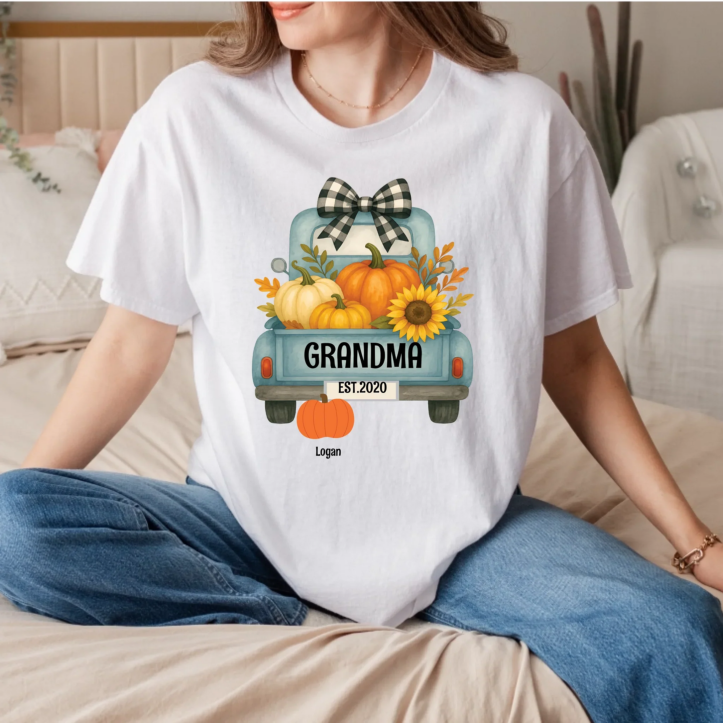 Personalized Nana Fall Shirt – Custom Family Names Pumpkin Truck Tee Hoodie, Sweatshirt | InkThreadWorks.com (Image 3)