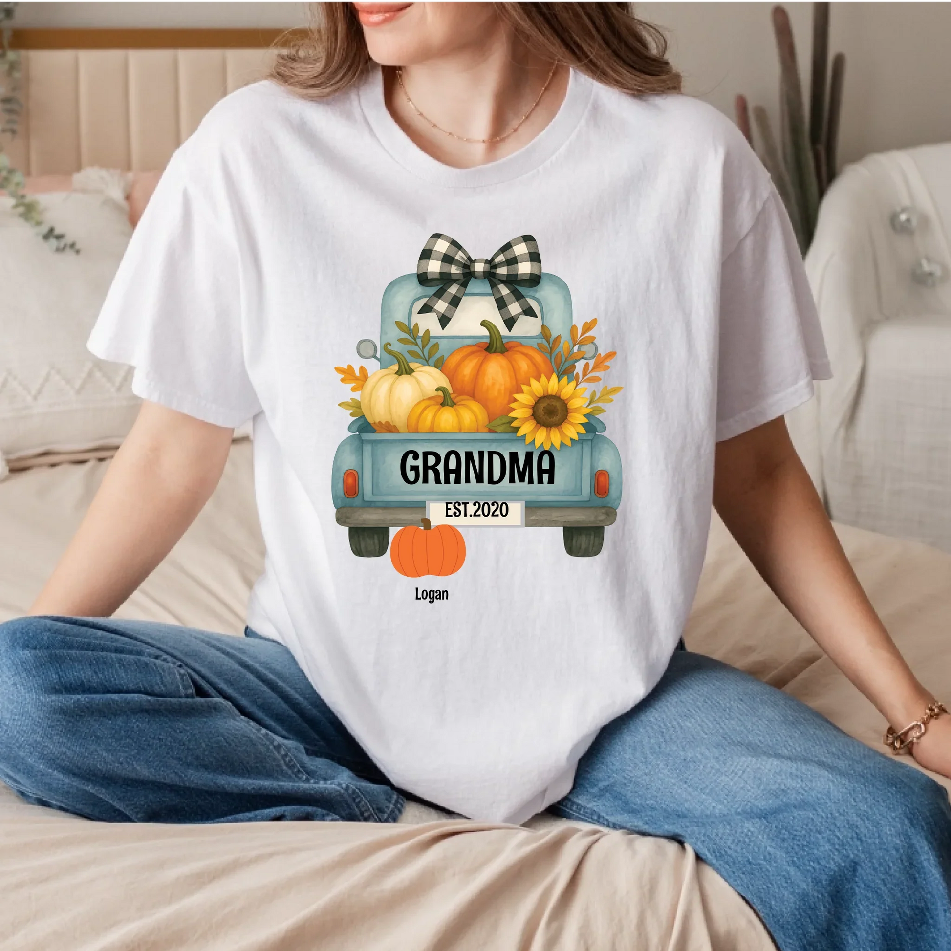Personalized Nana Fall Shirt – Custom Family Names Pumpkin Truck Tee Hoodie, Sweatshirt | InkThreadWorks.com (Image 3)