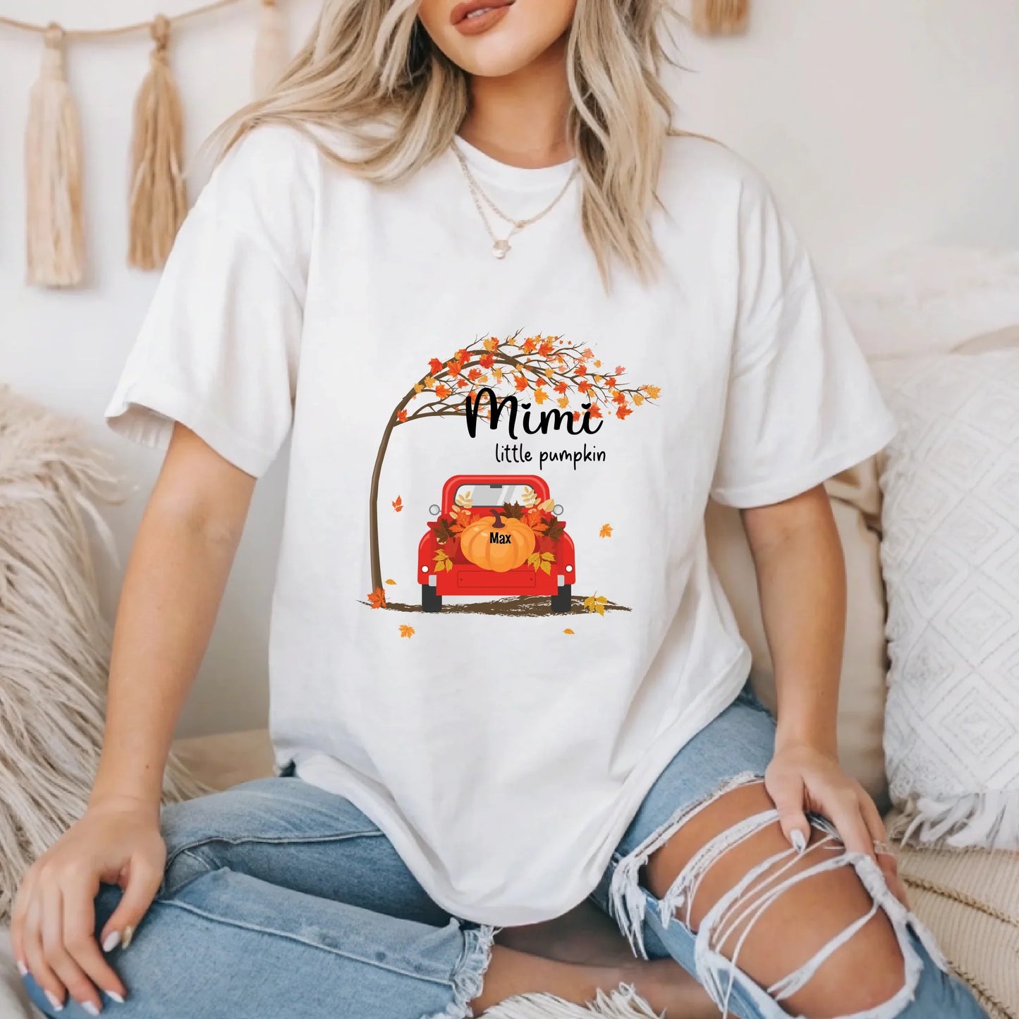 Personalized One Thankful Mommy Shirt – Custom Family Names Fall Tee Hoodie, Sweatshirt | InkThreadWorks.com (Image 1)