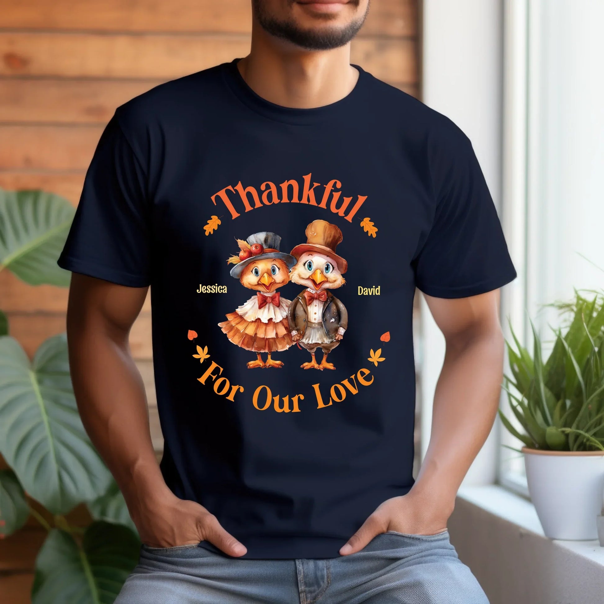 Thankful for Our Love – Personalized Couple Shirt with Custom Names & Characters Hoodie, Sweatshirt (Image 3)