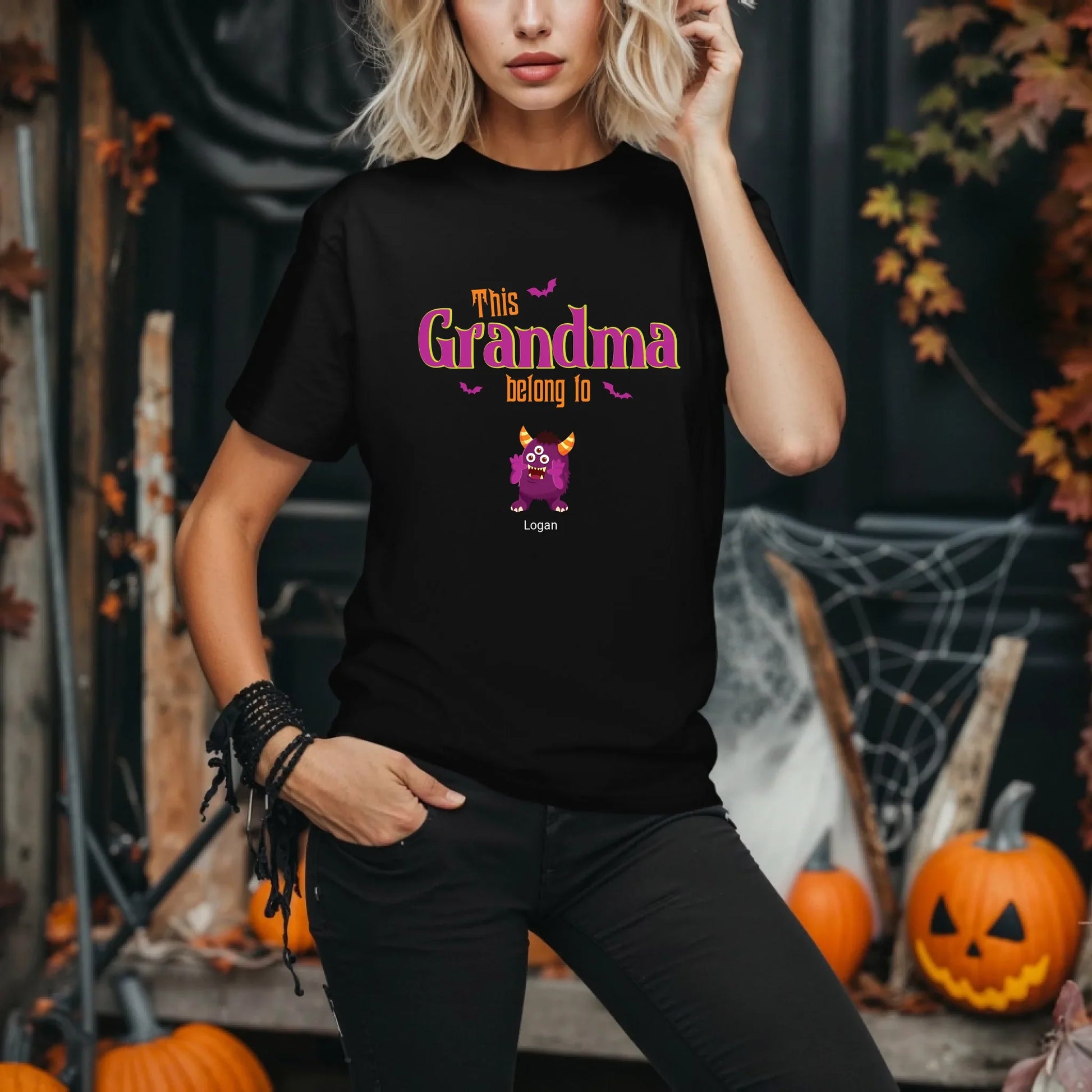 Personalized Grandma & Mommy Halloween Shirt – Custom Names & Monsters Hoodie, Sweatshirt | InkThreadWorks.com (Image 1)