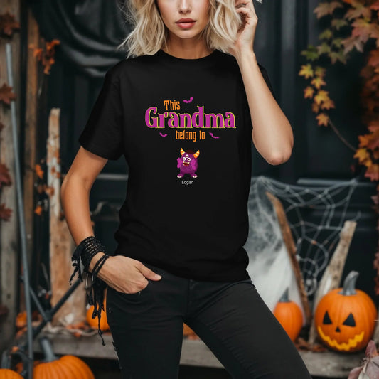 Personalized Grandma & Mommy Halloween Shirt – Custom Names & Monsters Hoodie, Sweatshirt | InkThreadWorks.com (Image 1)