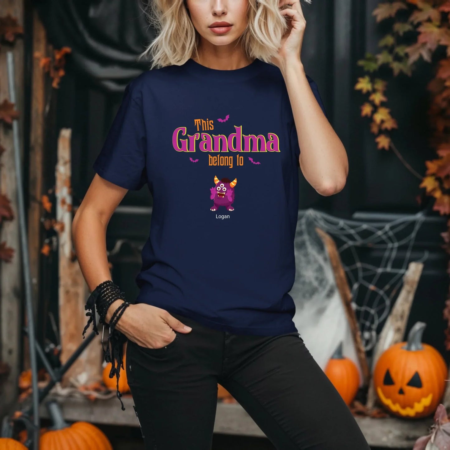 Personalized Grandma & Mommy Halloween Shirt – Custom Names & Monsters Hoodie, Sweatshirt | InkThreadWorks.com (Image 2)