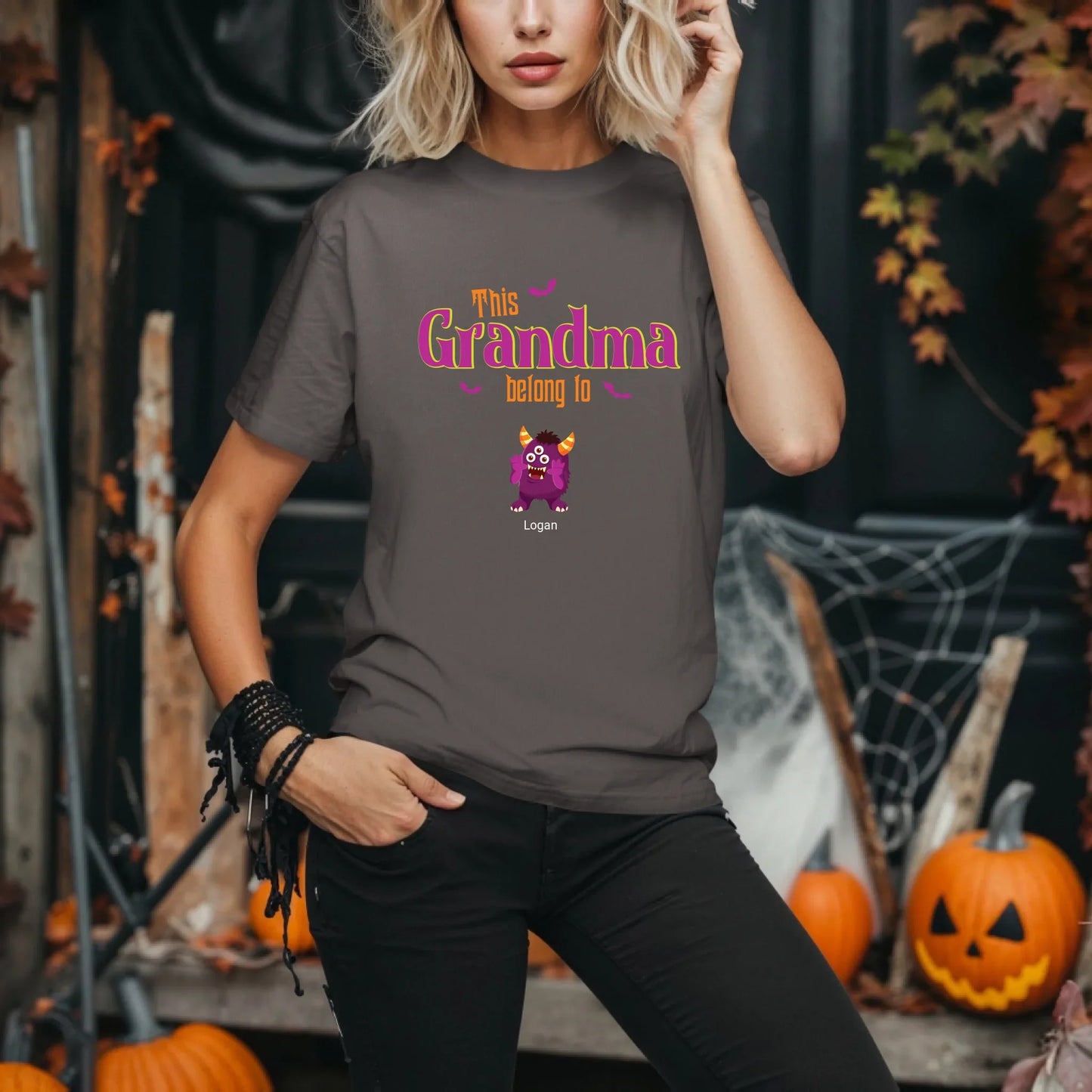 Personalized Grandma & Mommy Halloween Shirt – Custom Names & Monsters Hoodie, Sweatshirt | InkThreadWorks.com (Image 4)