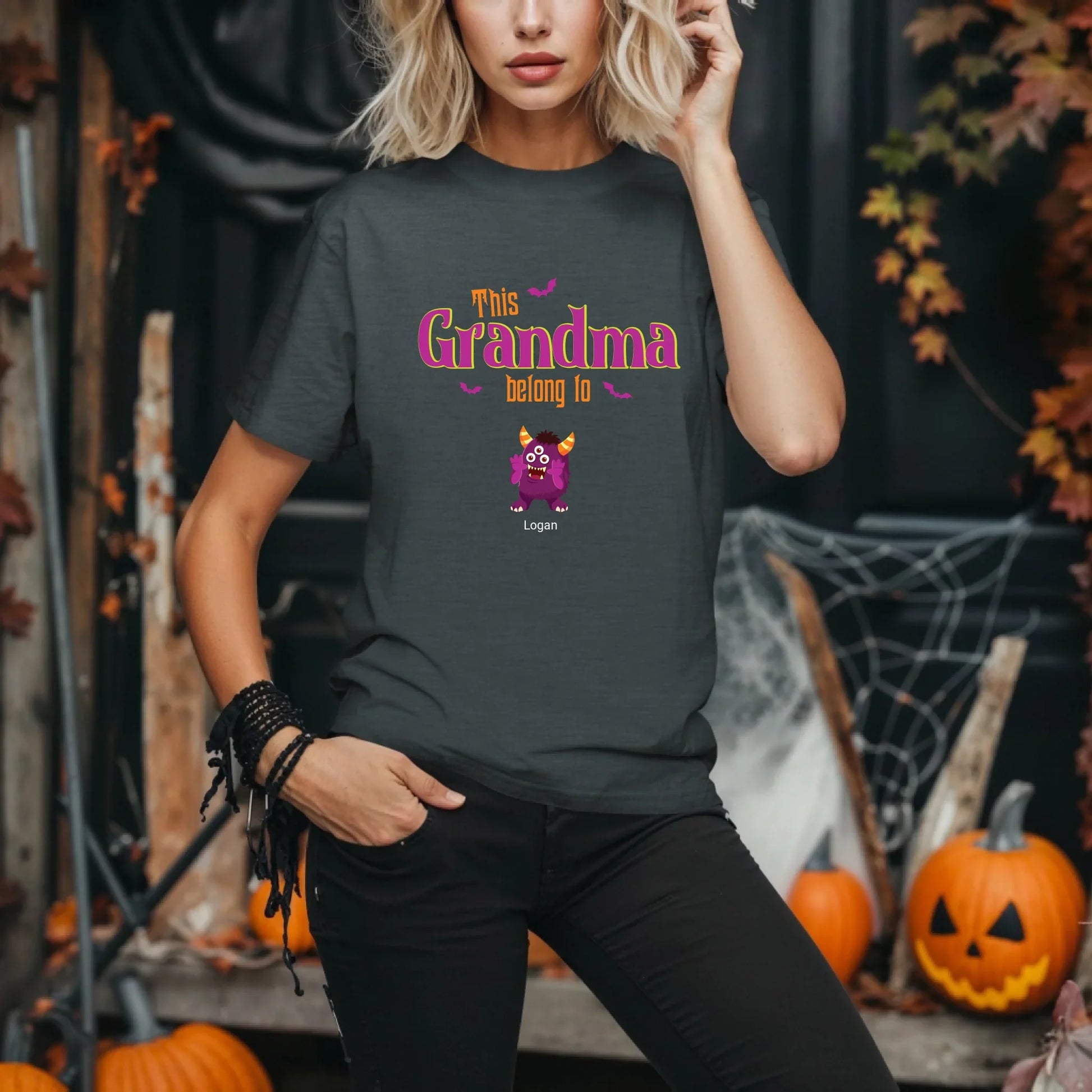 Personalized Grandma & Mommy Halloween Shirt – Custom Names & Monsters Hoodie, Sweatshirt | InkThreadWorks.com (Image 5)