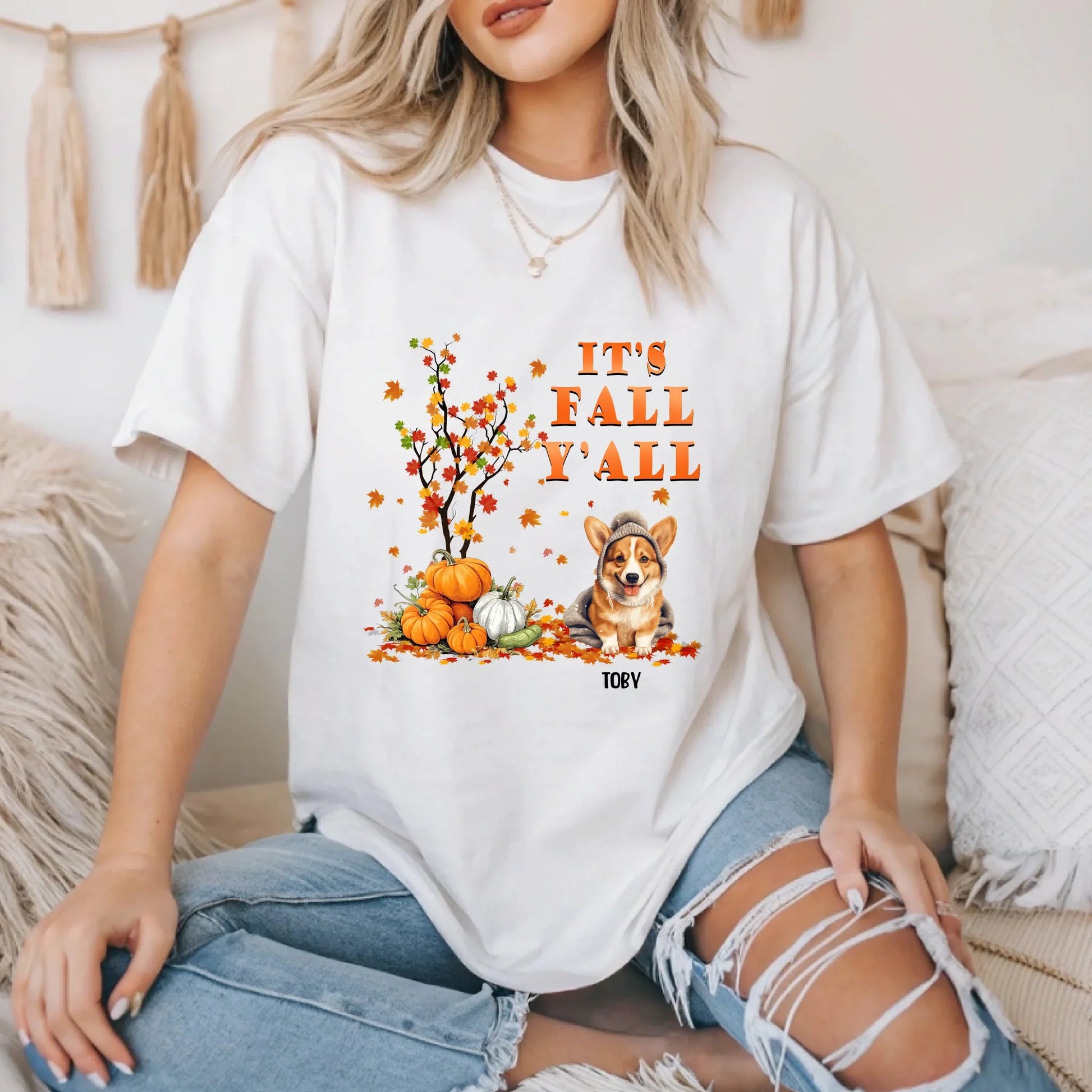 Personalized Thanksgiving Pet Shirt – Custom Dog Names & Breeds – It’s Fall Y’all Hoodie, Sweatshirt (Image 4)