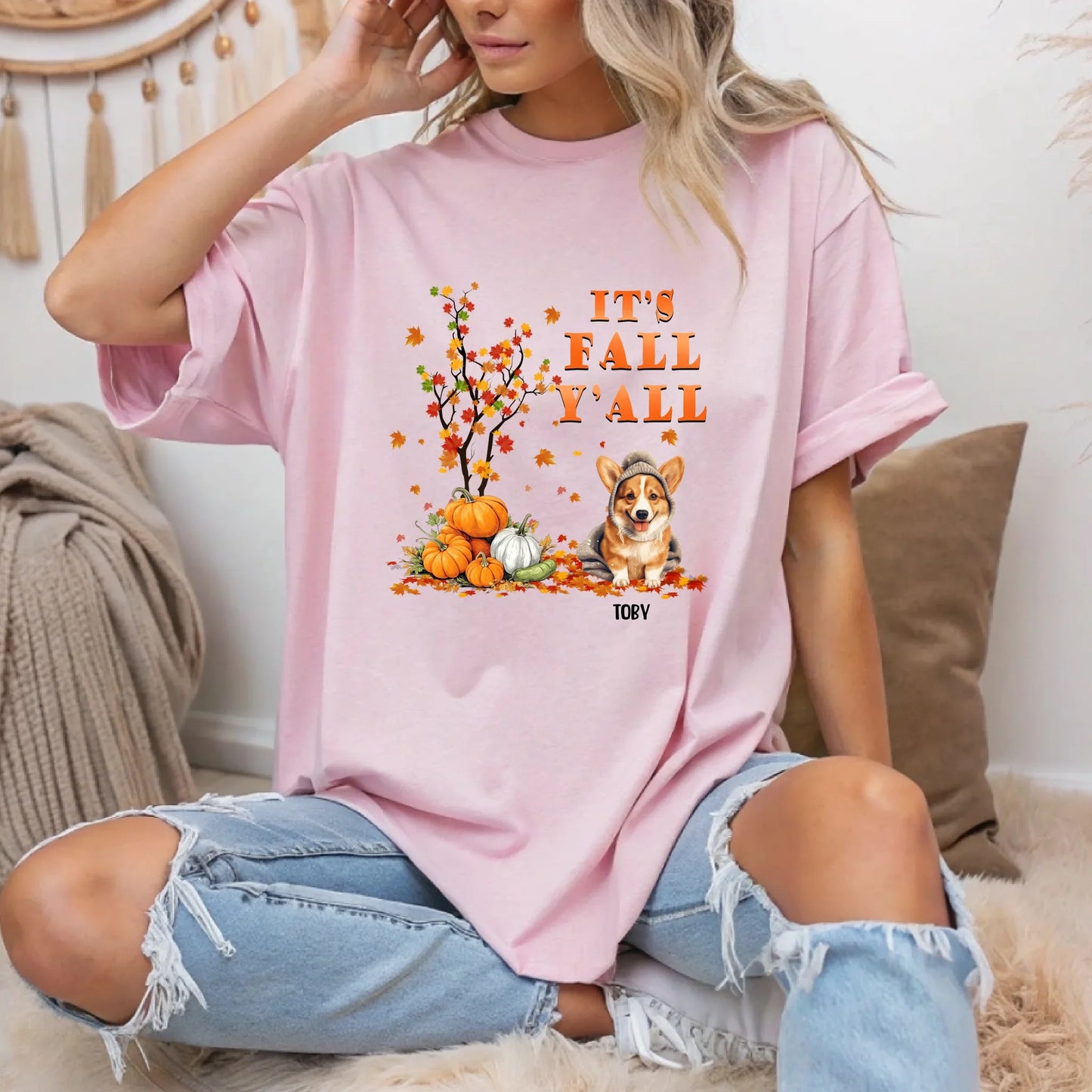 Personalized Thanksgiving Pet Shirt – Custom Dog Names & Breeds – It’s Fall Y’all Hoodie, Sweatshirt (Image 2)