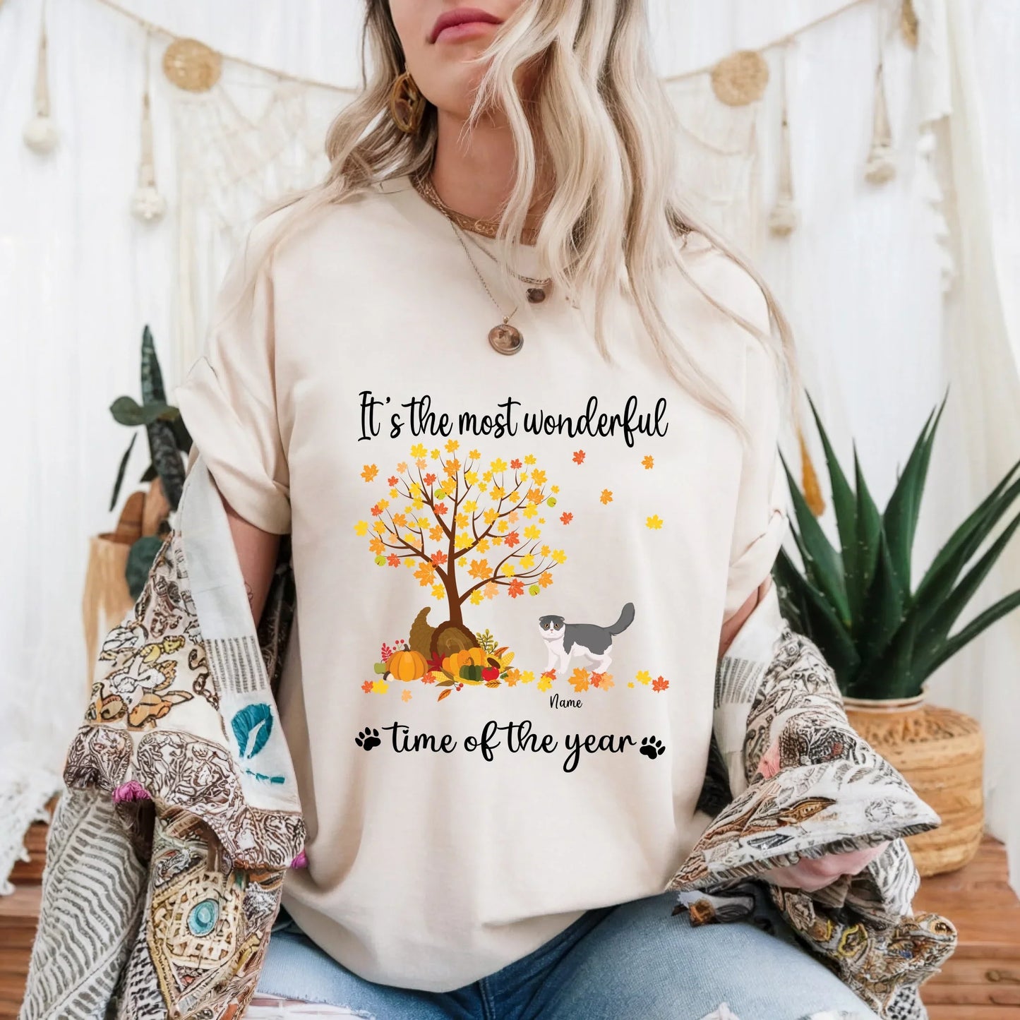 Personalized Thanksgiving Cat Shirt – The Most Wonderful Time of the Year – Custom Cat Names & Breeds Hoodie,... (Image 2)