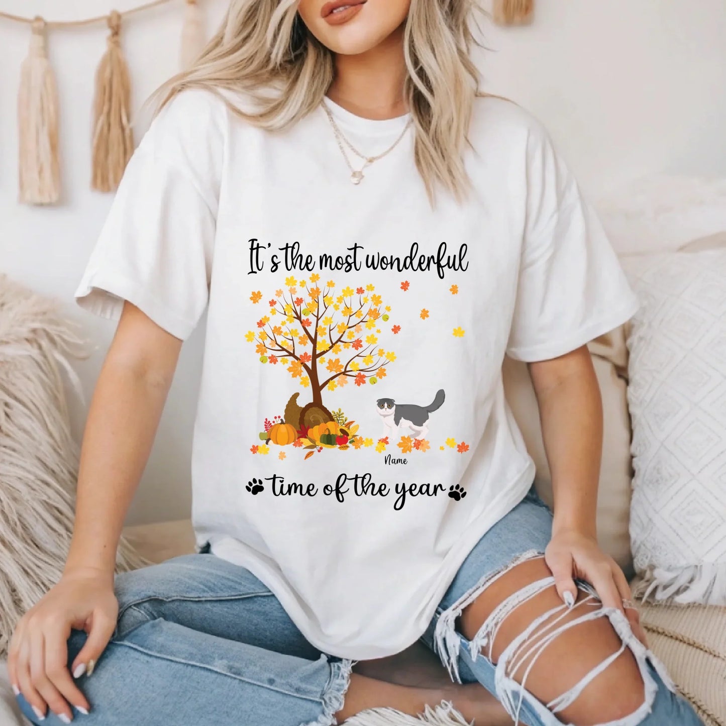Personalized Thanksgiving Cat Shirt – The Most Wonderful Time of the Year – Custom Cat Names & Breeds Hoodie,... (Image 4)