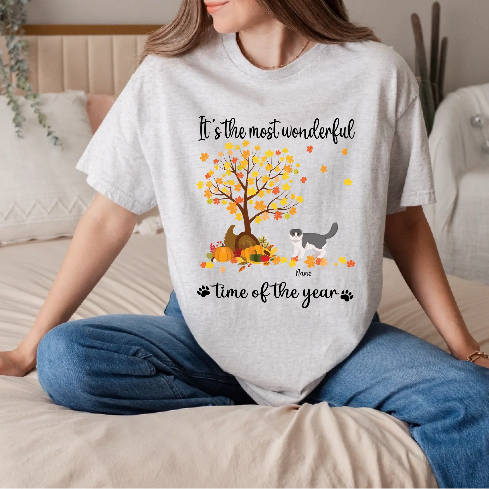 Personalized Thanksgiving Cat Shirt – The Most Wonderful Time of the Year – Custom Cat Names & Breeds Hoodie,... (Image 5)