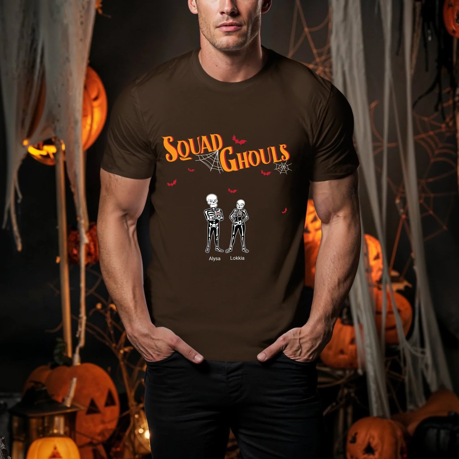 Personalized Squad Ghouls Halloween Shirt – Custom Skeleton Characters & Names for Family or Friends Hoodie,... (Image 5)