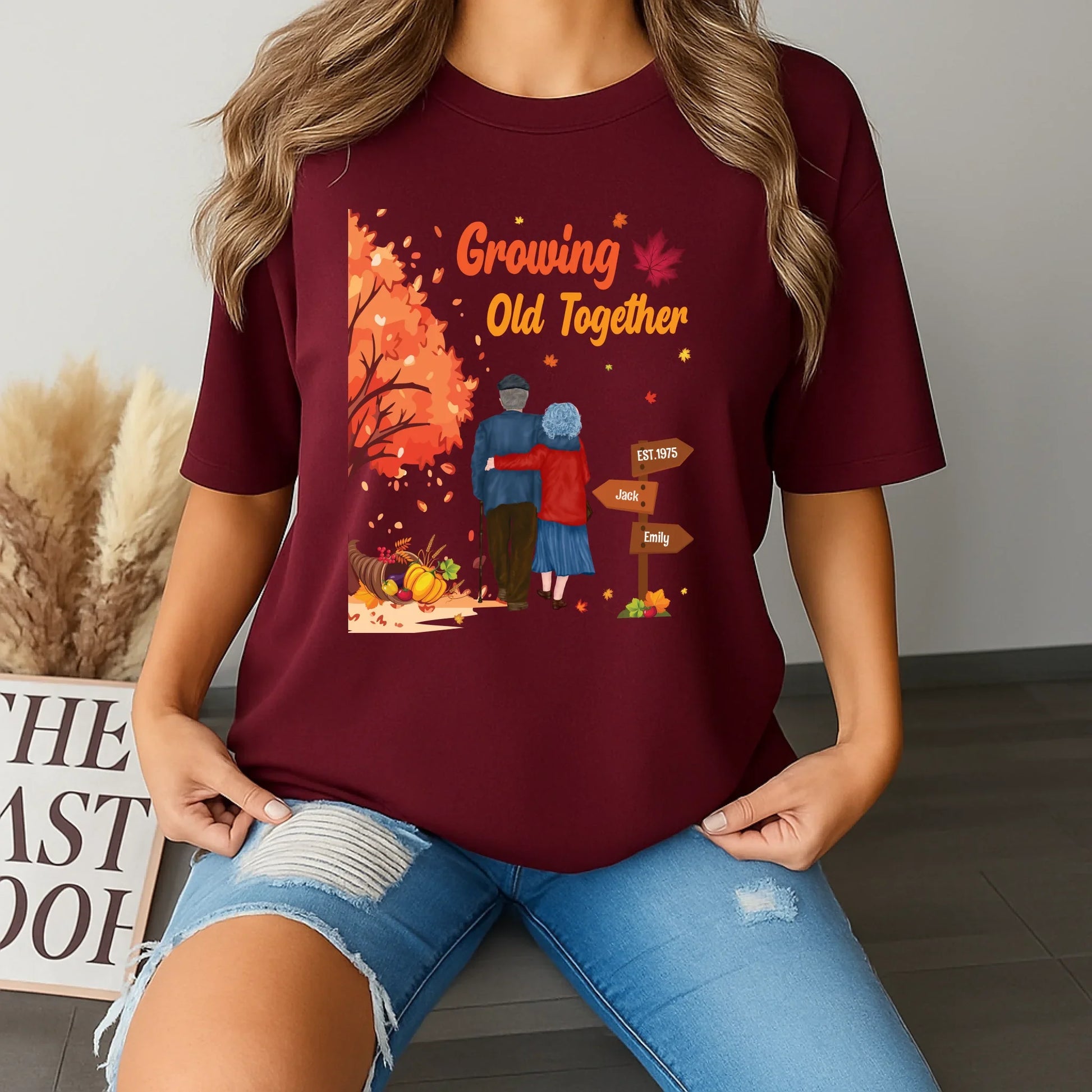 Personalized Couple Shirt – Growing Old Together – Custom Names & Characters Hoodie, Sweatshirt (Image 1)