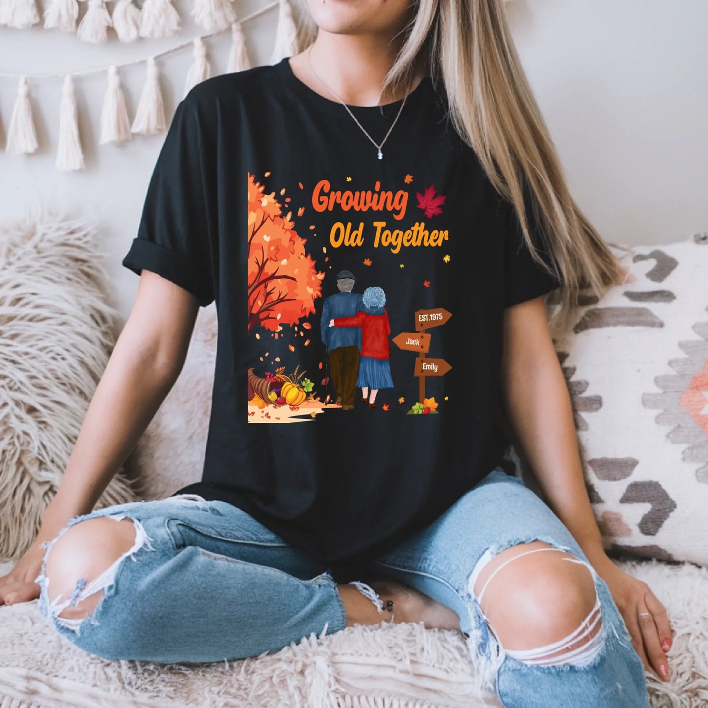 Personalized Couple Shirt – Growing Old Together – Custom Names & Characters Hoodie, Sweatshirt (Image 2)