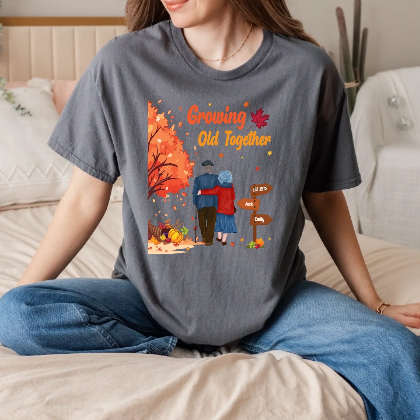 Personalized Couple Shirt – Growing Old Together – Custom Names & Characters Hoodie, Sweatshirt (Image 3)