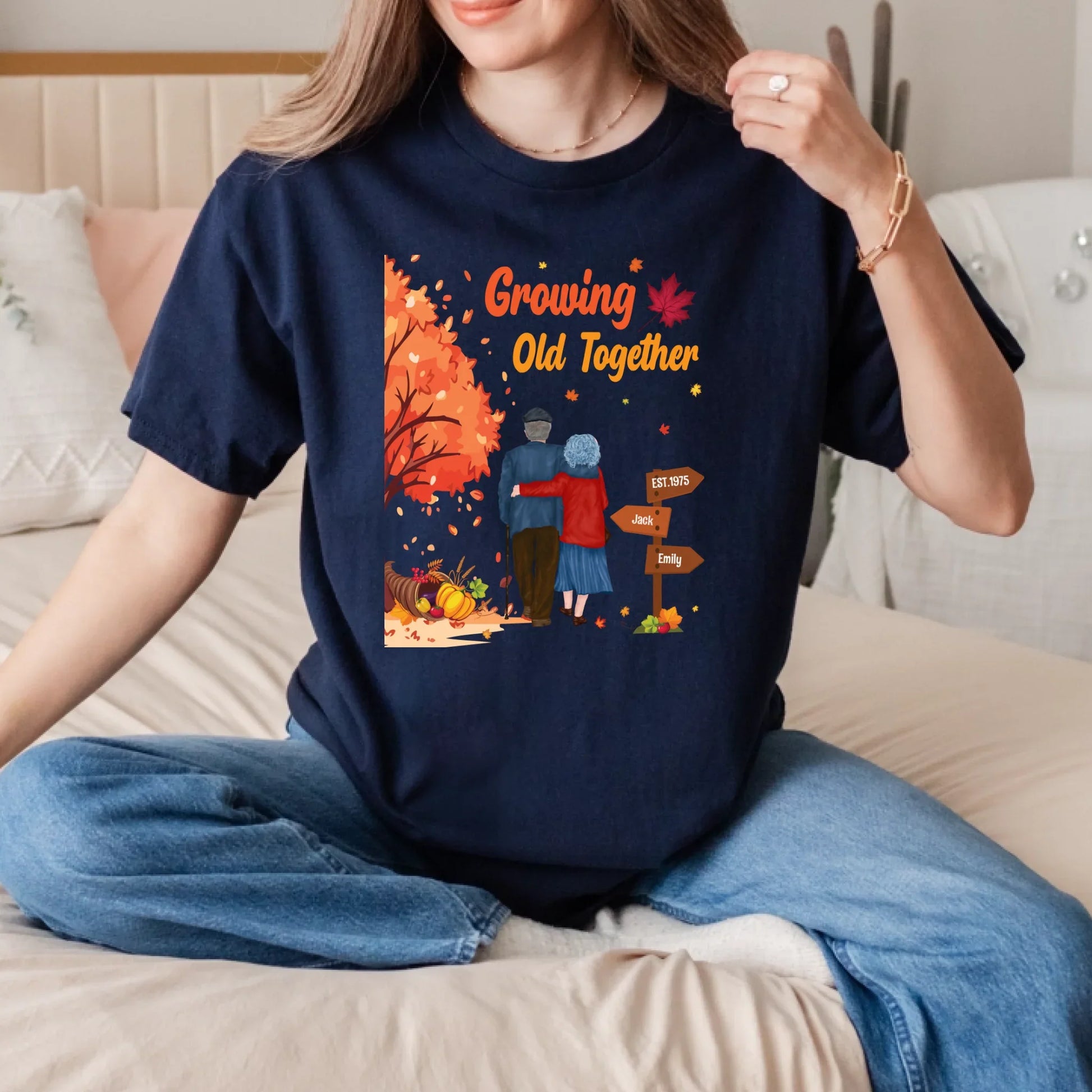 Personalized Couple Shirt – Growing Old Together – Custom Names & Characters Hoodie, Sweatshirt (Image 4)