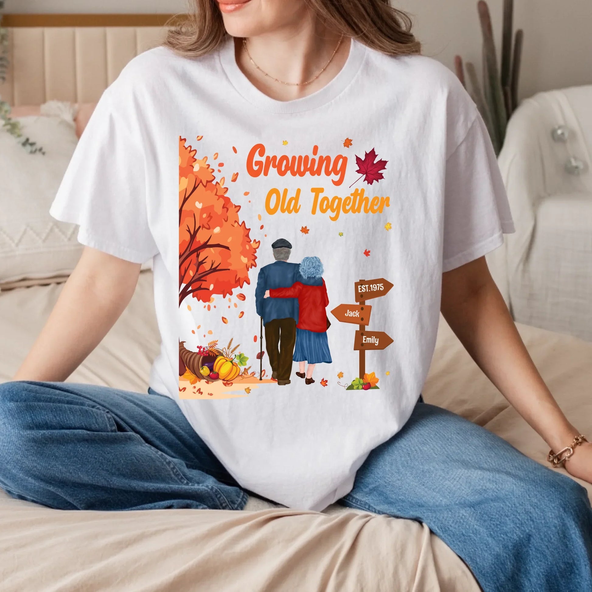 Personalized Couple Shirt – Growing Old Together – Custom Names & Characters Hoodie, Sweatshirt (Image 5)
