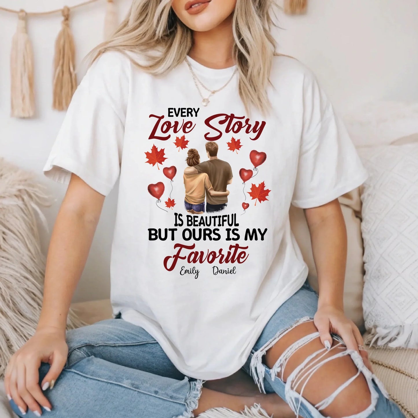 Personalized Couple Shirt – Every Love Story Is Beautiful, Ours Is My Favorite Hoodie, Sweatshirt (Image 2)