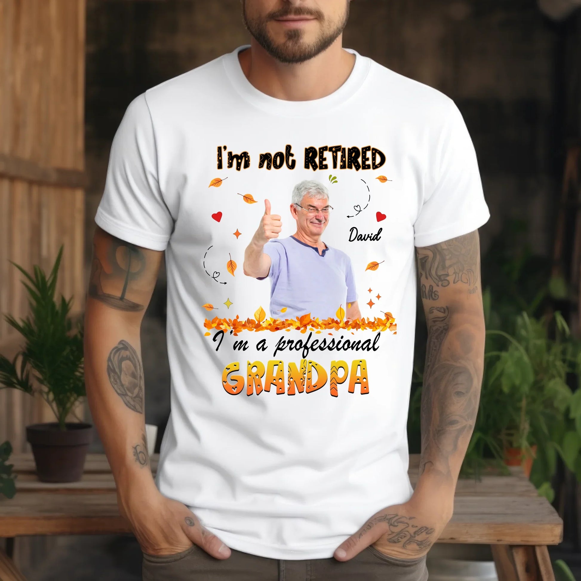 Personalized Thanksgiving Shirt – “I’m Not Retired, I’m a Professional Grandma/Grandpa” with Custom Photo &... (Image 1)