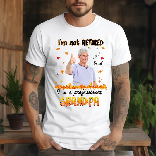 Personalized Thanksgiving Shirt – “I’m Not Retired, I’m a Professional Grandma/Grandpa” with Custom Photo &... (Image 1)
