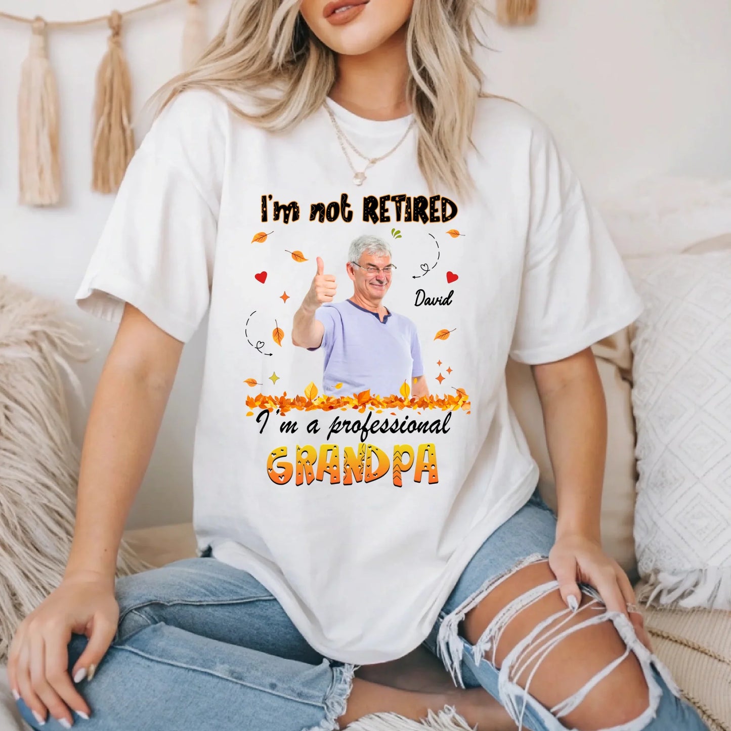Personalized Thanksgiving Shirt – “I’m Not Retired, I’m a Professional Grandma/Grandpa” with Custom Photo &... (Image 2)