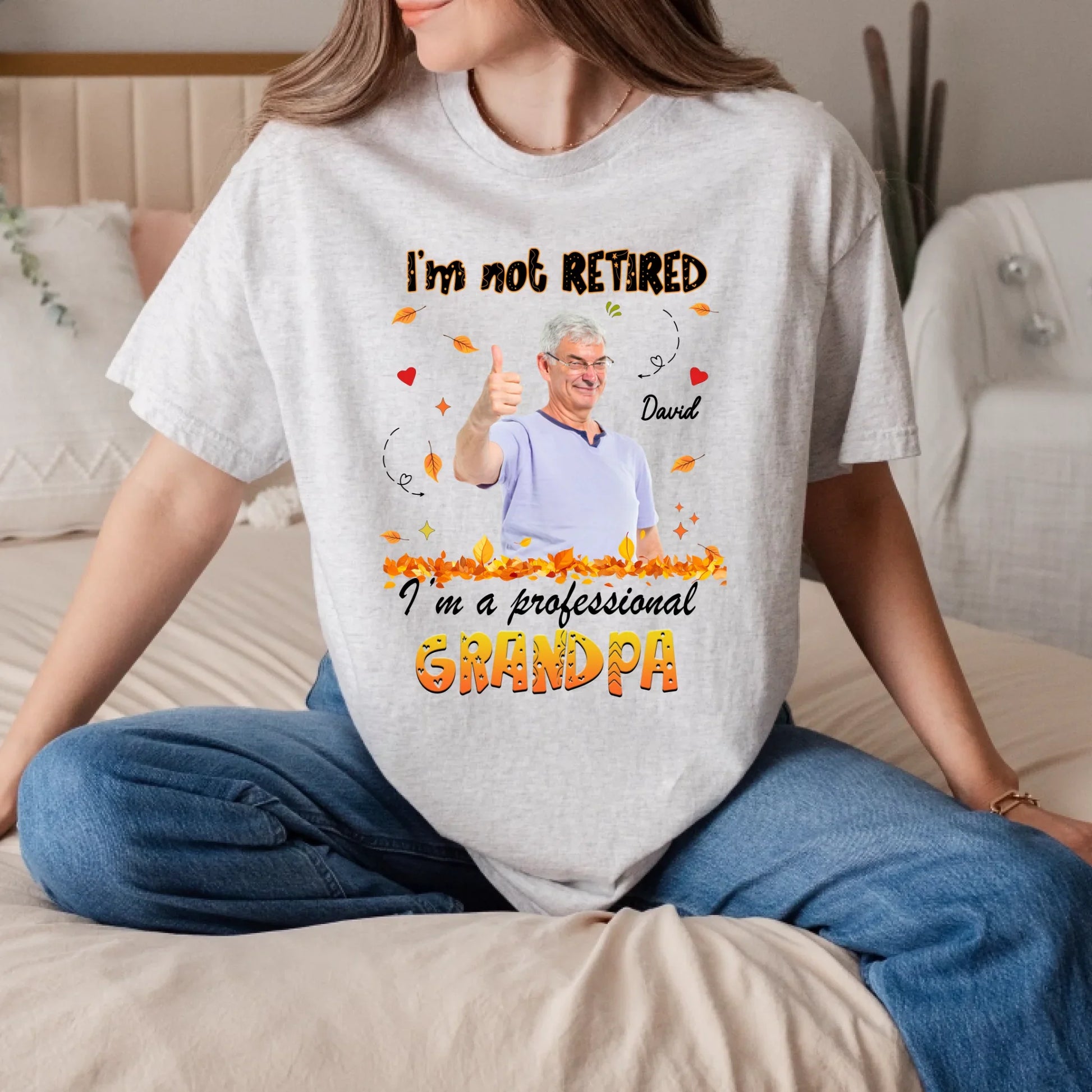 Personalized Thanksgiving Shirt – “I’m Not Retired, I’m a Professional Grandma/Grandpa” with Custom Photo &... (Image 3)