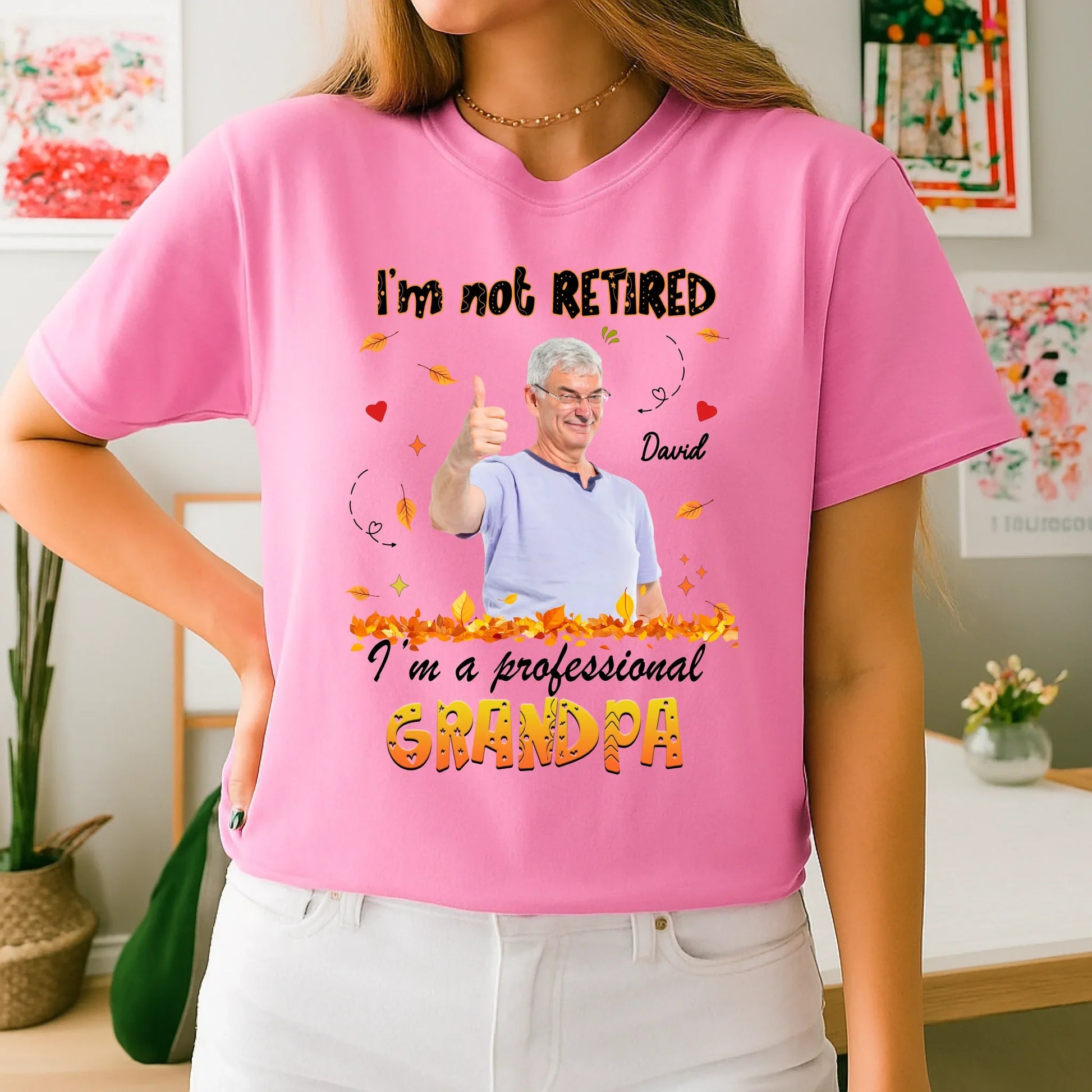 Personalized Thanksgiving Shirt – “I’m Not Retired, I’m a Professional Grandma/Grandpa” with Custom Photo &... (Image 4)