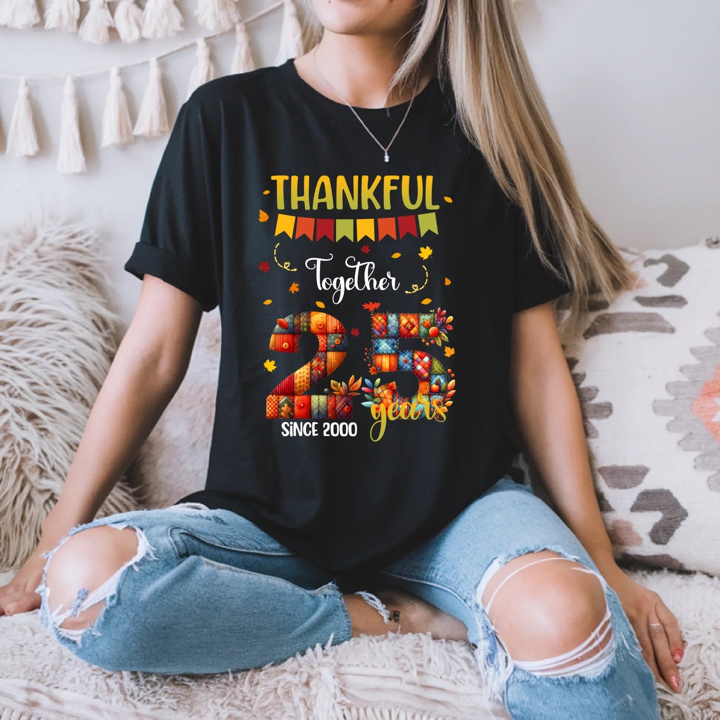 Personalized Anniversary Shirt – Thankful Together Since [Year] – Custom Years Together Tee Hoodie, Sweatshirt (Image 2)