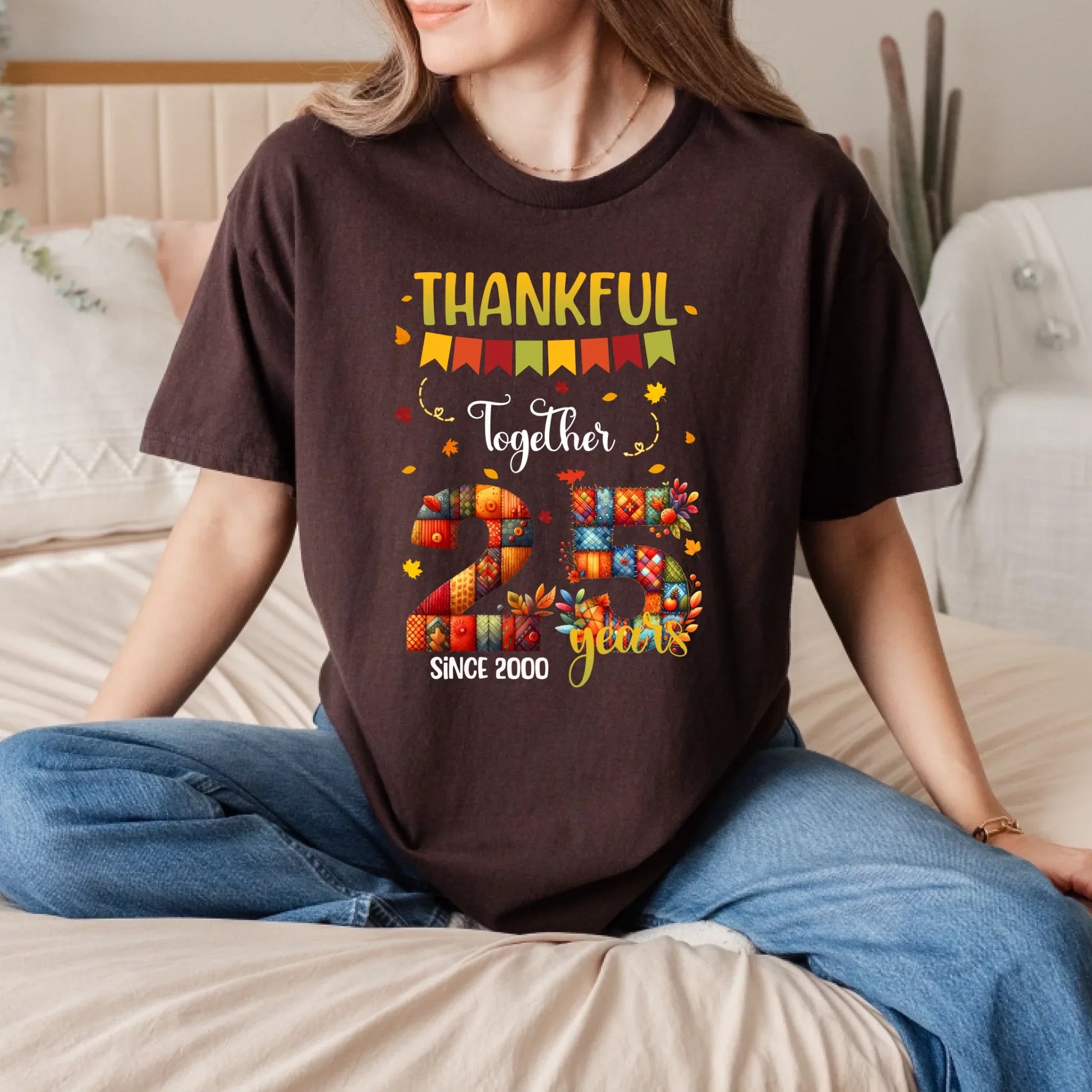 Personalized Anniversary Shirt – Thankful Together Since [Year] – Custom Years Together Tee Hoodie, Sweatshirt (Image 5)
