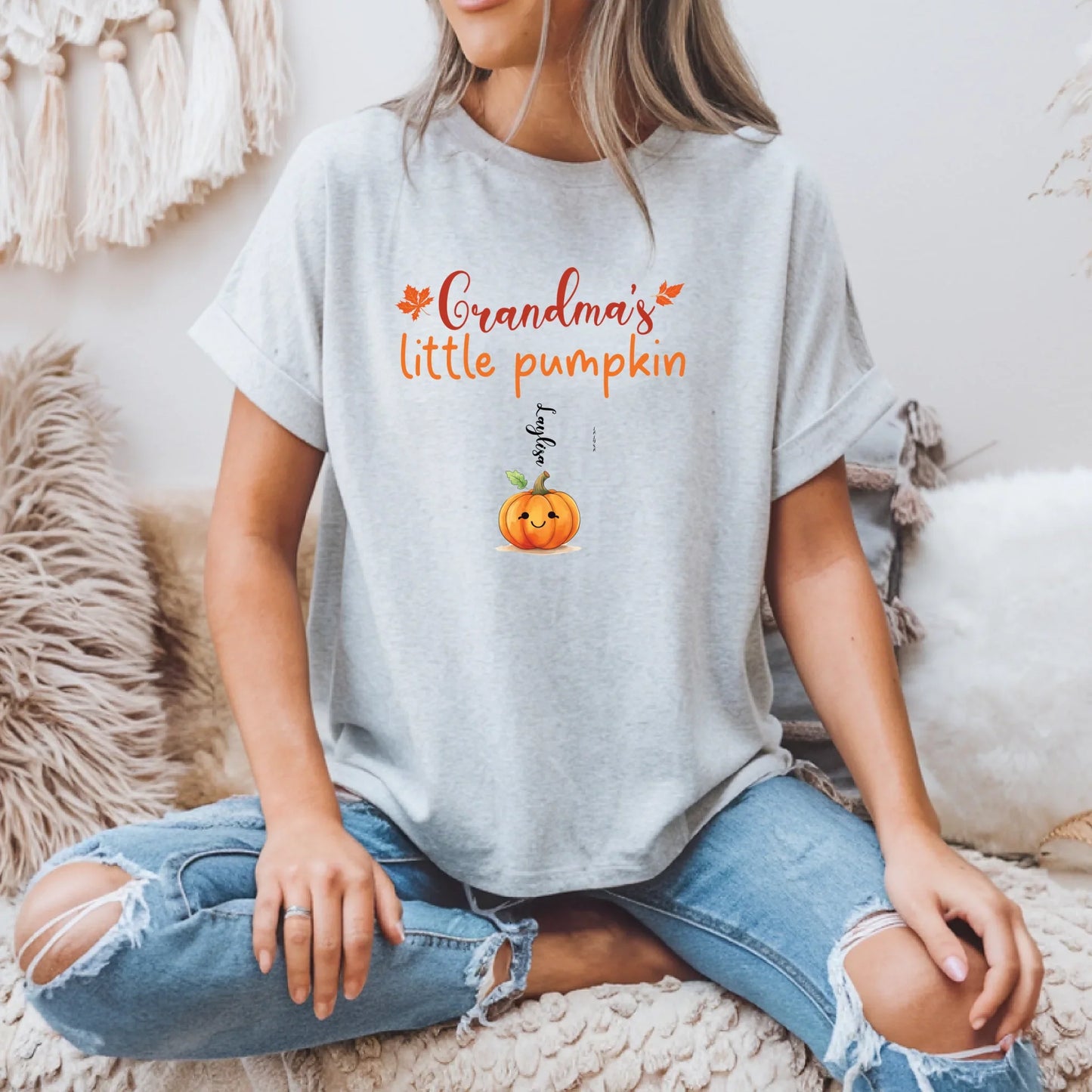 Personalized Grandma’s Little Pumpkins Shirt – Custom Grandkids Names Tee Hoodie, Sweatshirt | InkThreadWorks.com (Image 2)