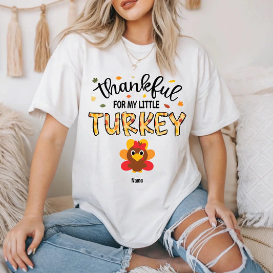 Thankful For My Little Turkeys Shirt – Personalized Family Names Thanksgiving Gift Hoodie, Sweatshirt (Image 1)