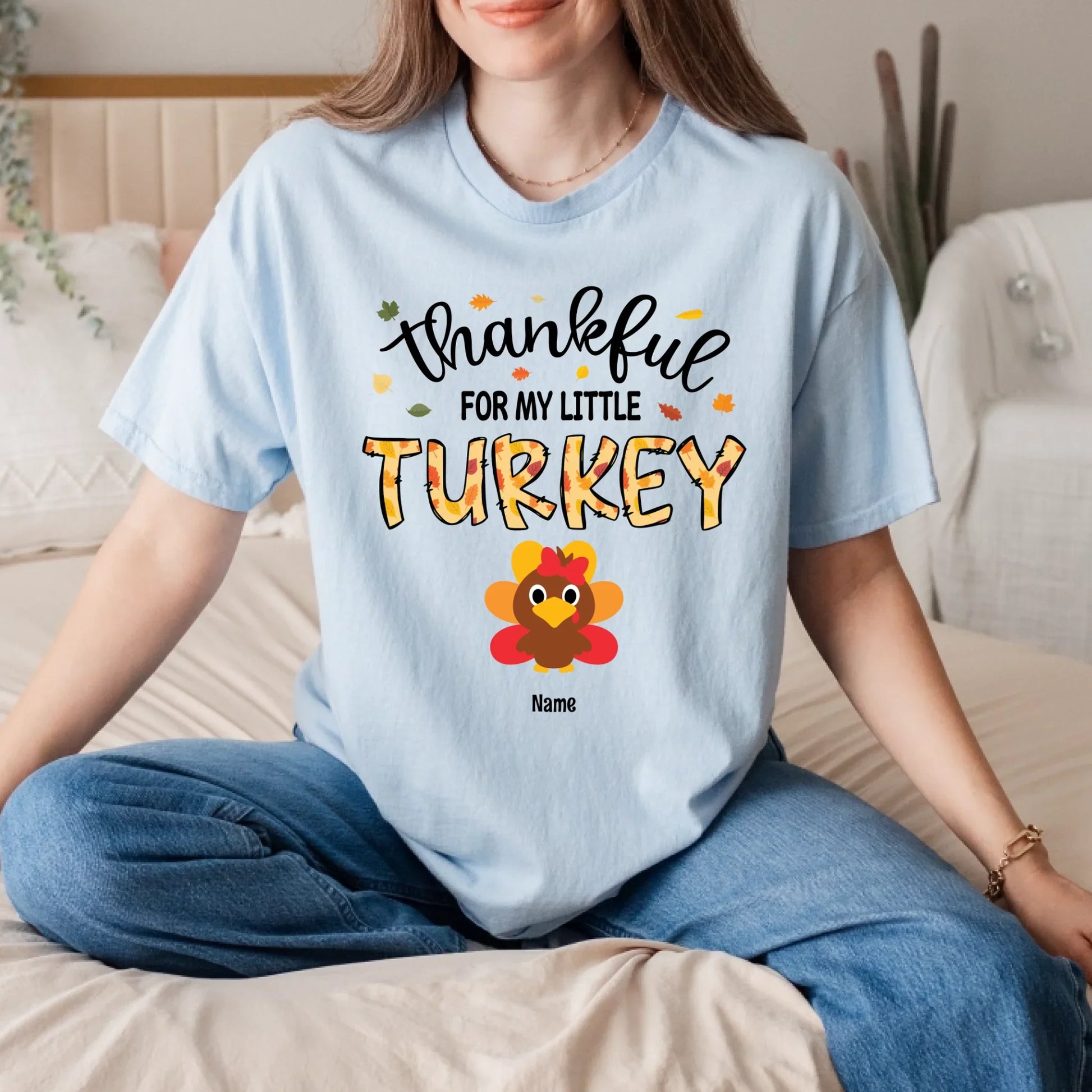 Thankful For My Little Turkeys Shirt – Personalized Family Names Thanksgiving Gift Hoodie, Sweatshirt (Image 4)