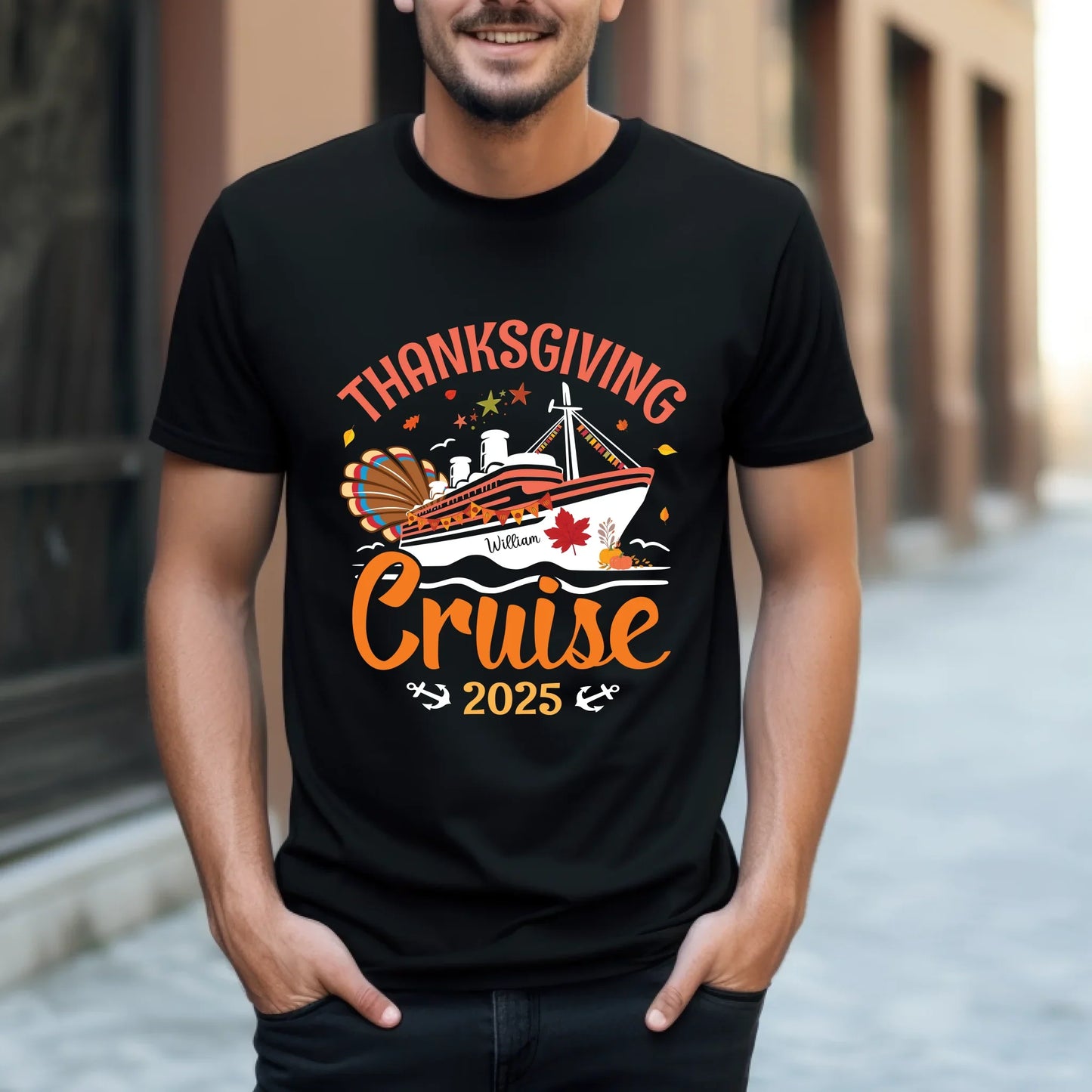 Personalized Thanksgiving Cruise 2025 Shirt – Custom Name Tee Hoodie, Sweatshirt | InkThreadWorks.com (Image 1)