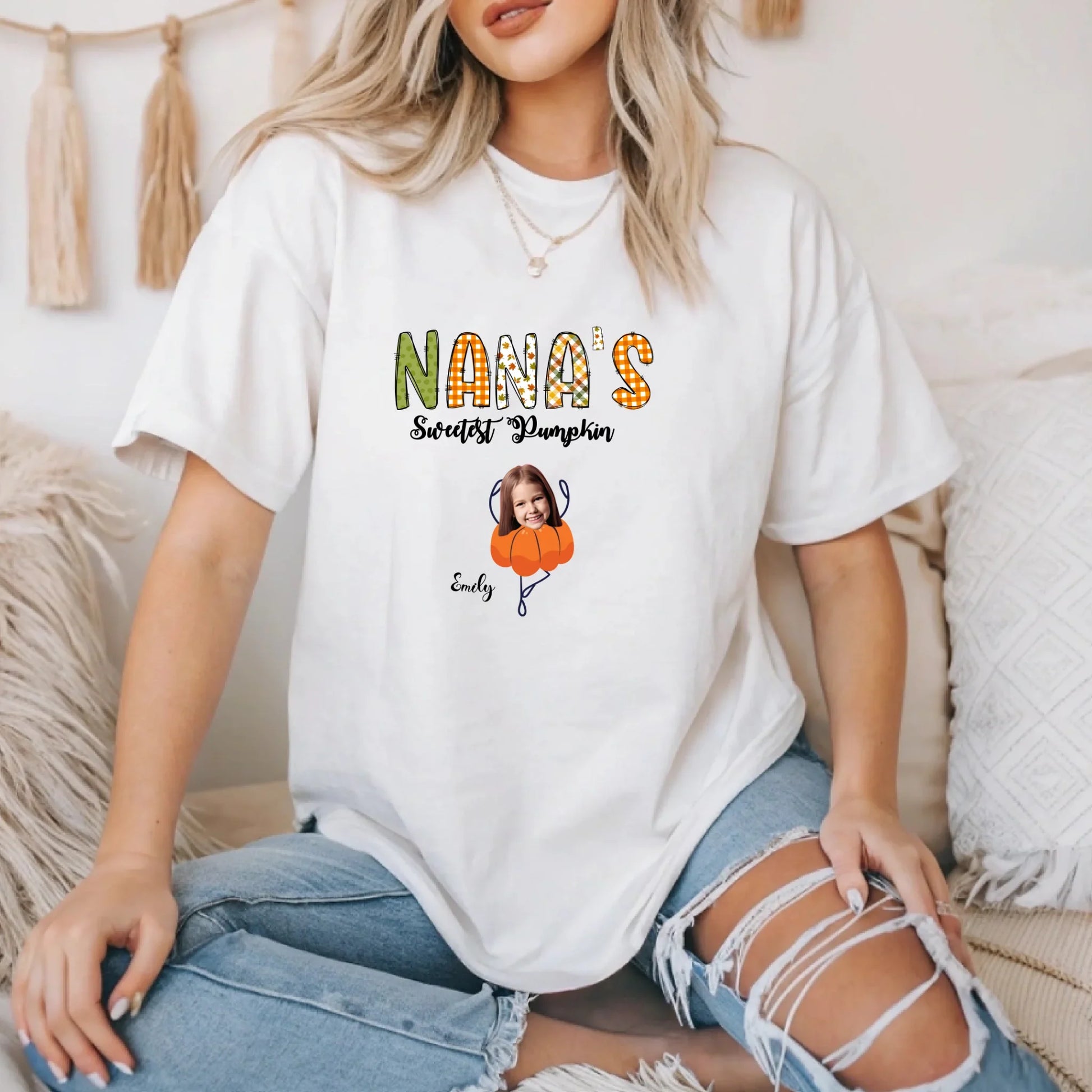 Custom “Nana’s Sweetest Pumpkins” Thanksgiving Shirt – Upload Photos & Names Hoodie, Sweatshirt (Image 2)