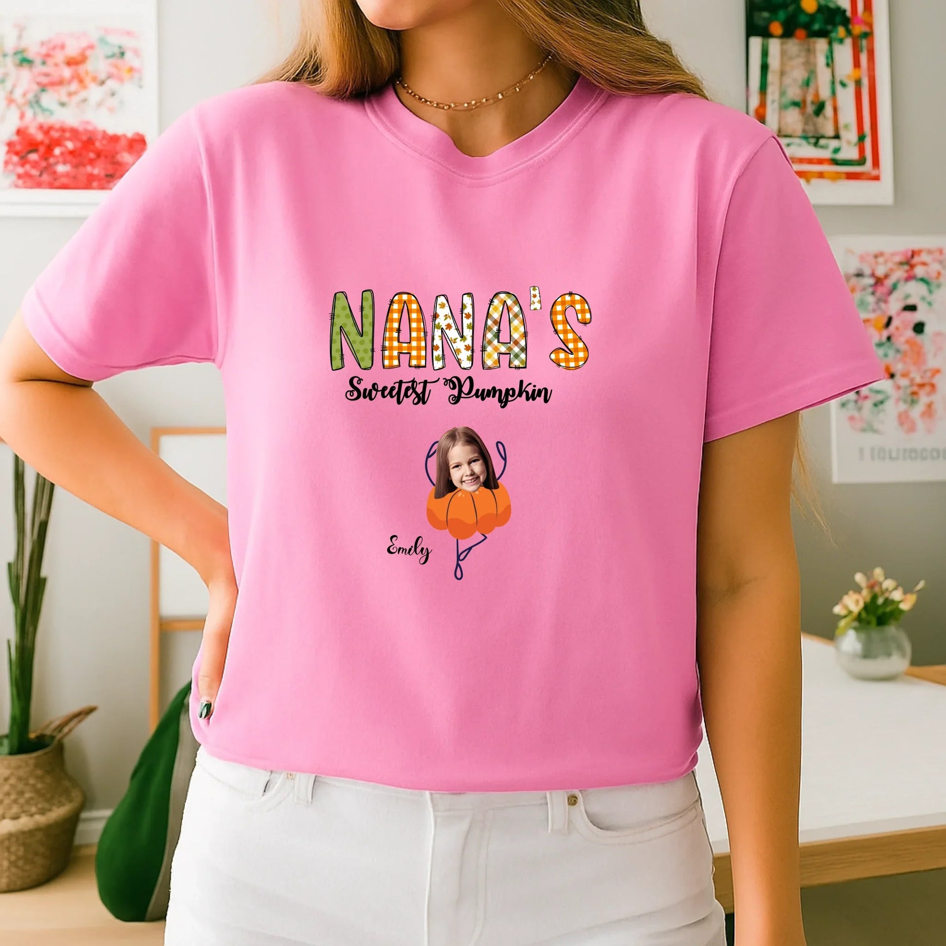 Custom “Nana’s Sweetest Pumpkins” Thanksgiving Shirt – Upload Photos & Names Hoodie, Sweatshirt (Image 4)