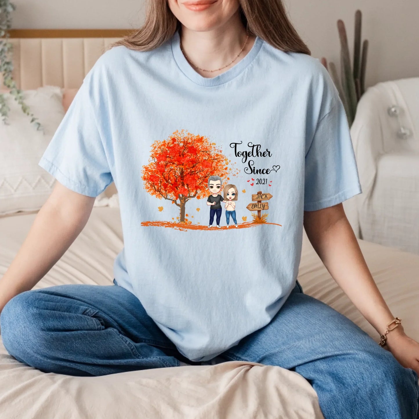 Personalized Couple Shirt – Custom Names & Characters "Together Since" Tee Hoodie, Sweatshirt | InkThreadWorks.com (Image 2)