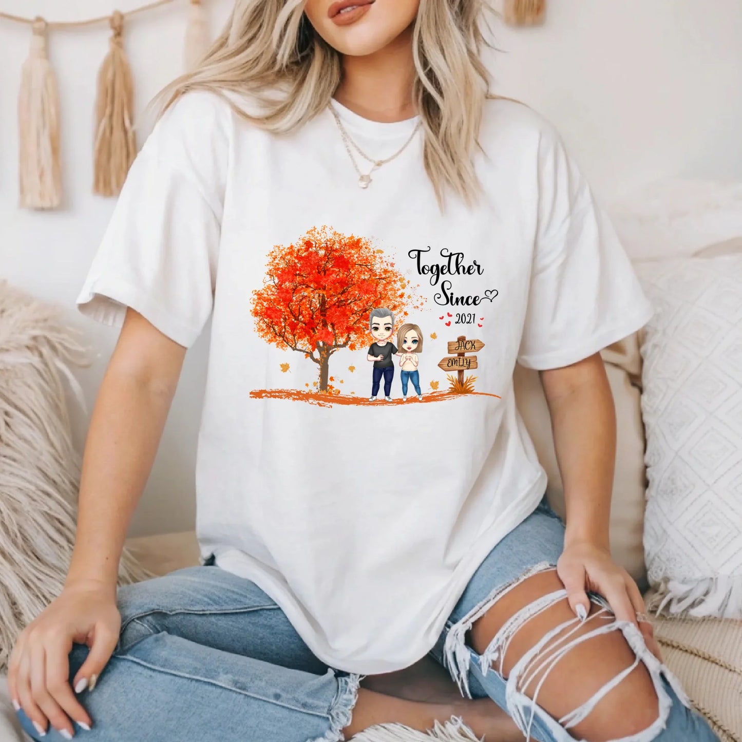 Personalized Couple Shirt – Custom Names & Characters "Together Since" Tee Hoodie, Sweatshirt | InkThreadWorks.com (Image 3)