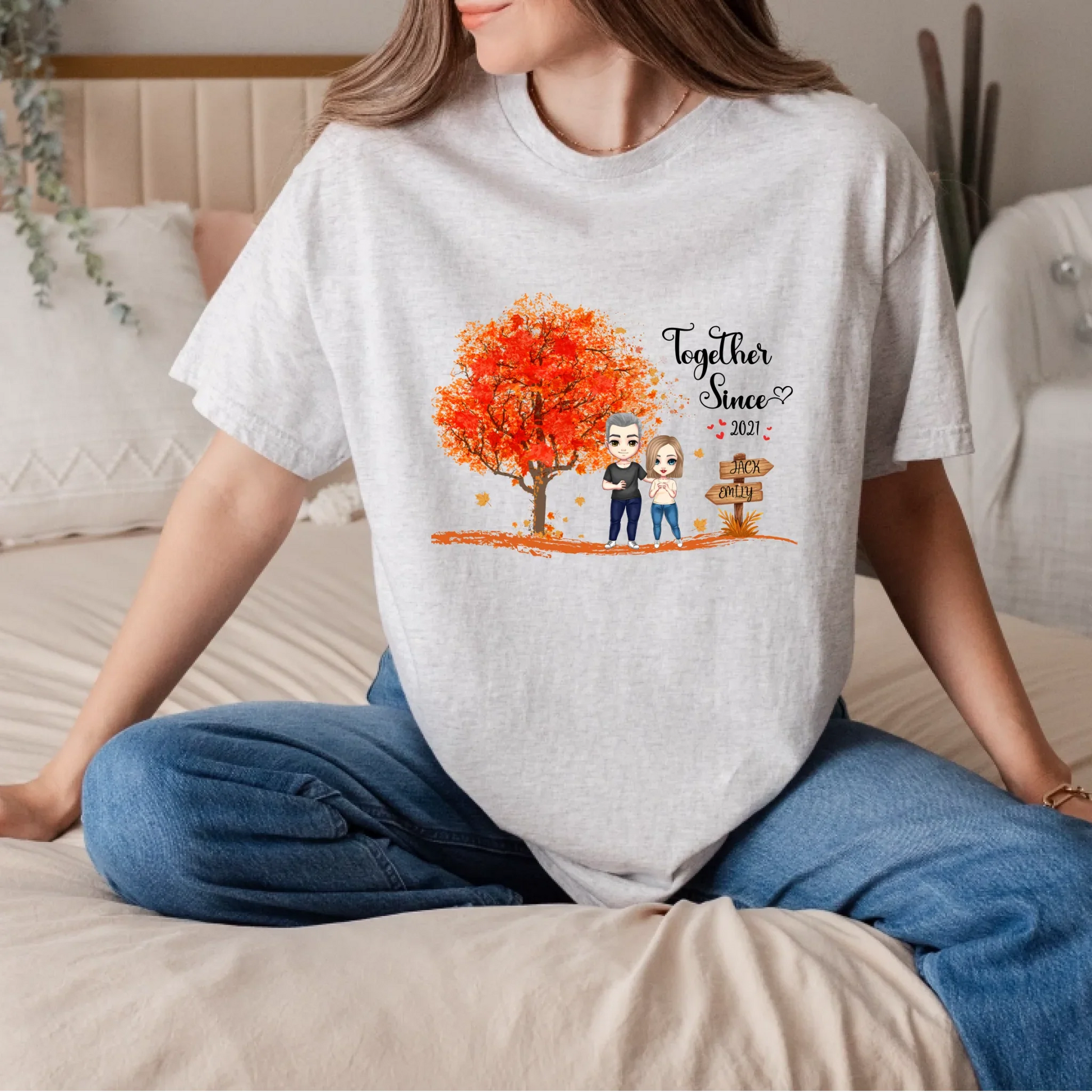 Personalized Couple Shirt – Custom Names & Characters "Together Since" Tee Hoodie, Sweatshirt | InkThreadWorks.com (Image 4)