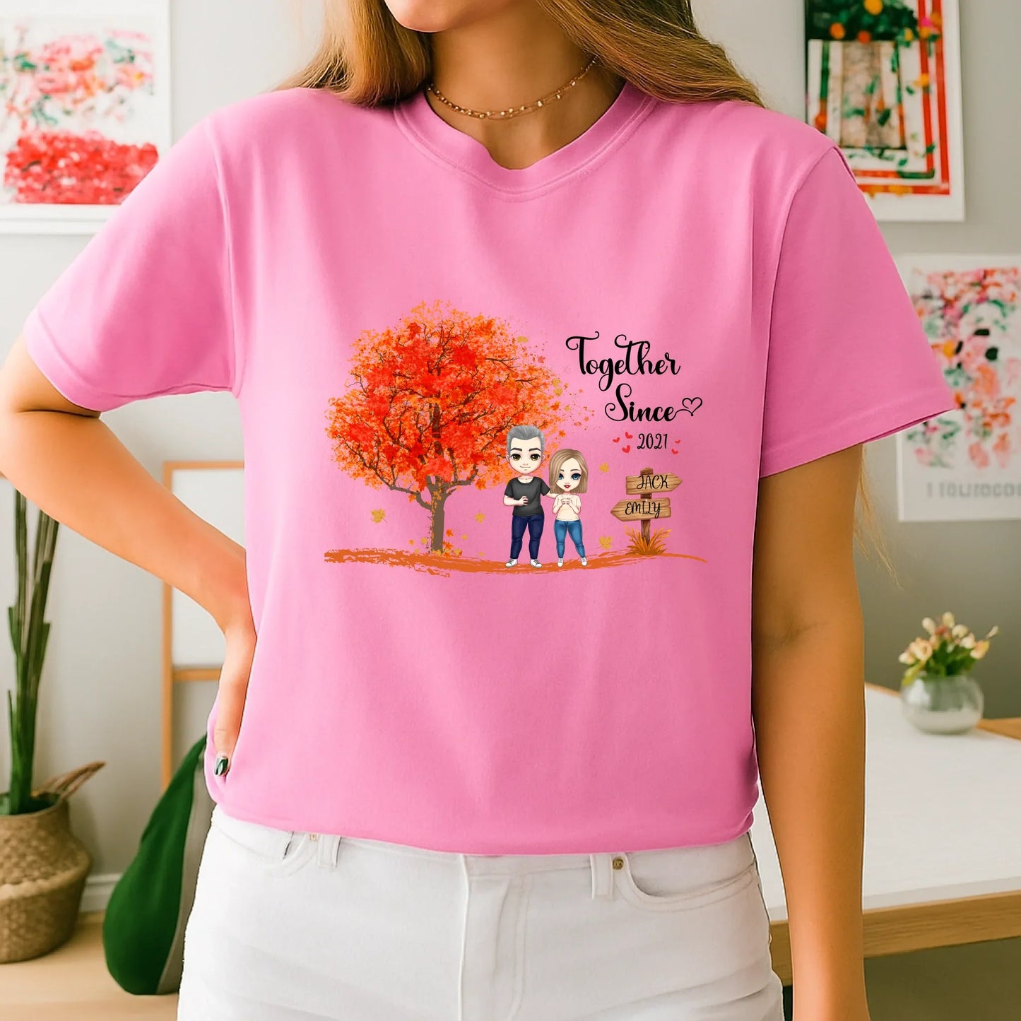 Personalized Couple Shirt – Custom Names & Characters "Together Since" Tee Hoodie, Sweatshirt | InkThreadWorks.com (Image 5)