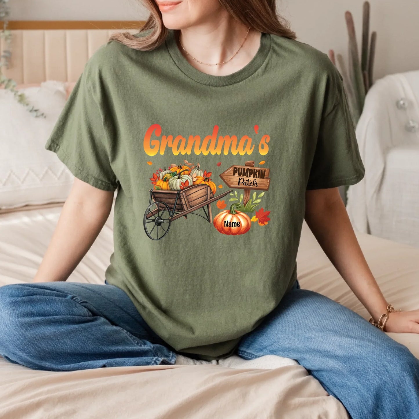 Personalized “Grandma’s Pumpkin Patch” Thanksgiving Shirt – Custom Grandkids' Names& Pumpkins Hoodie, Sweatshirt (Image 4)