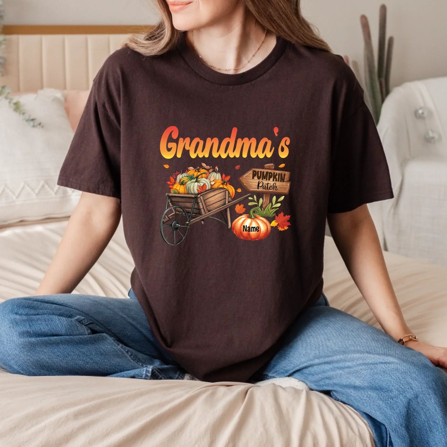 Personalized “Grandma’s Pumpkin Patch” Thanksgiving Shirt – Custom Grandkids' Names& Pumpkins Hoodie, Sweatshirt (Image 5)