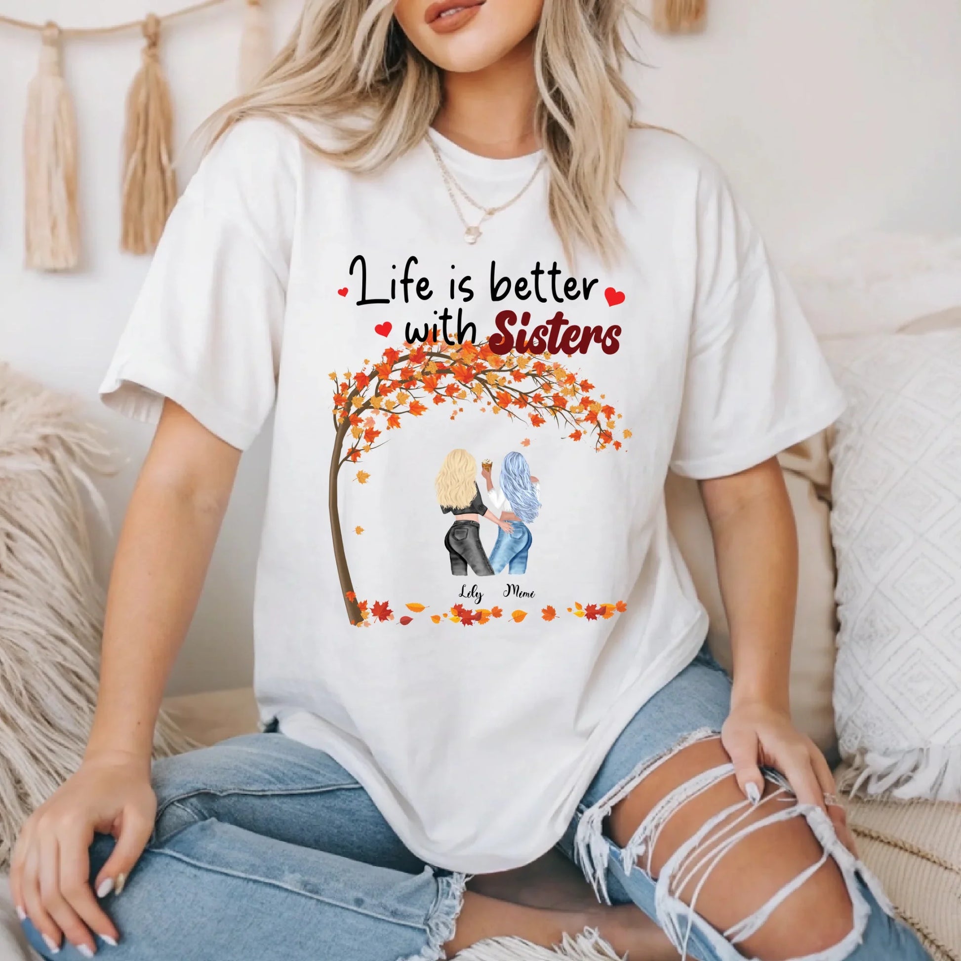 Personalized Thanksgiving Sisters Shirt – Custom Fall Design with Names & Characters Hoodie, Sweatshirt (Image 3)