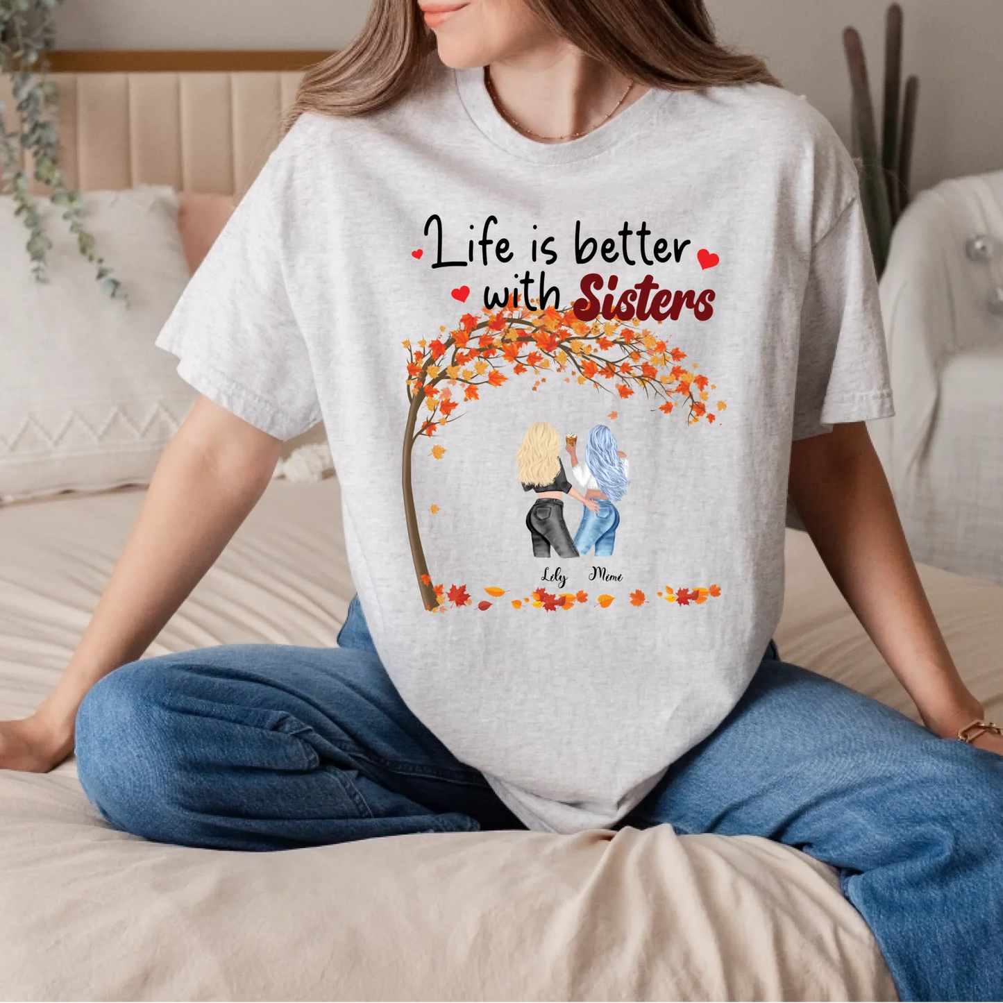 Personalized Thanksgiving Sisters Shirt – Custom Fall Design with Names & Characters Hoodie, Sweatshirt (Image 4)