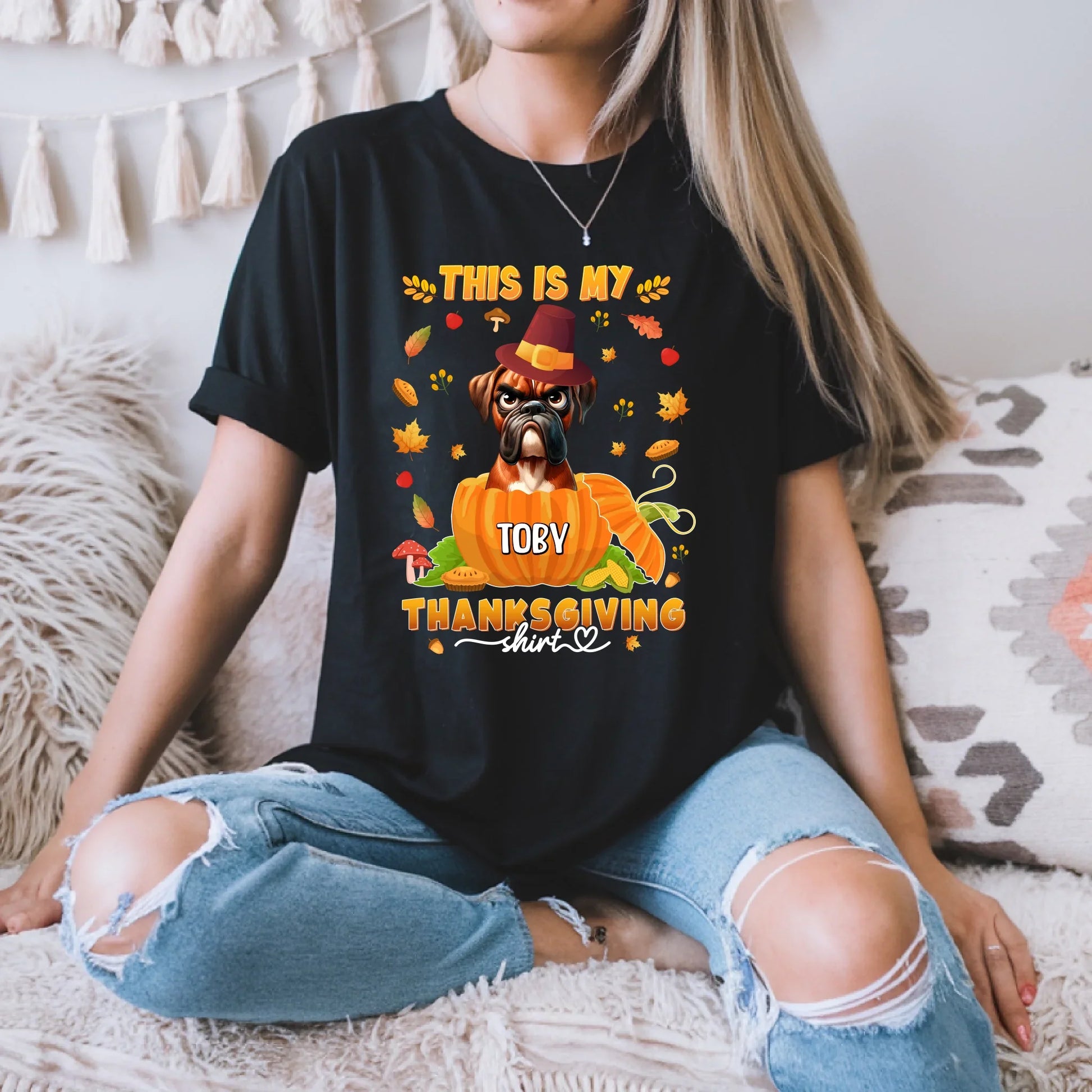 Personalized Thanksgiving Dog Shirt – Custom Pet & Name, Gift for Dog Lovers Hoodie, Sweatshirt (Image 1)