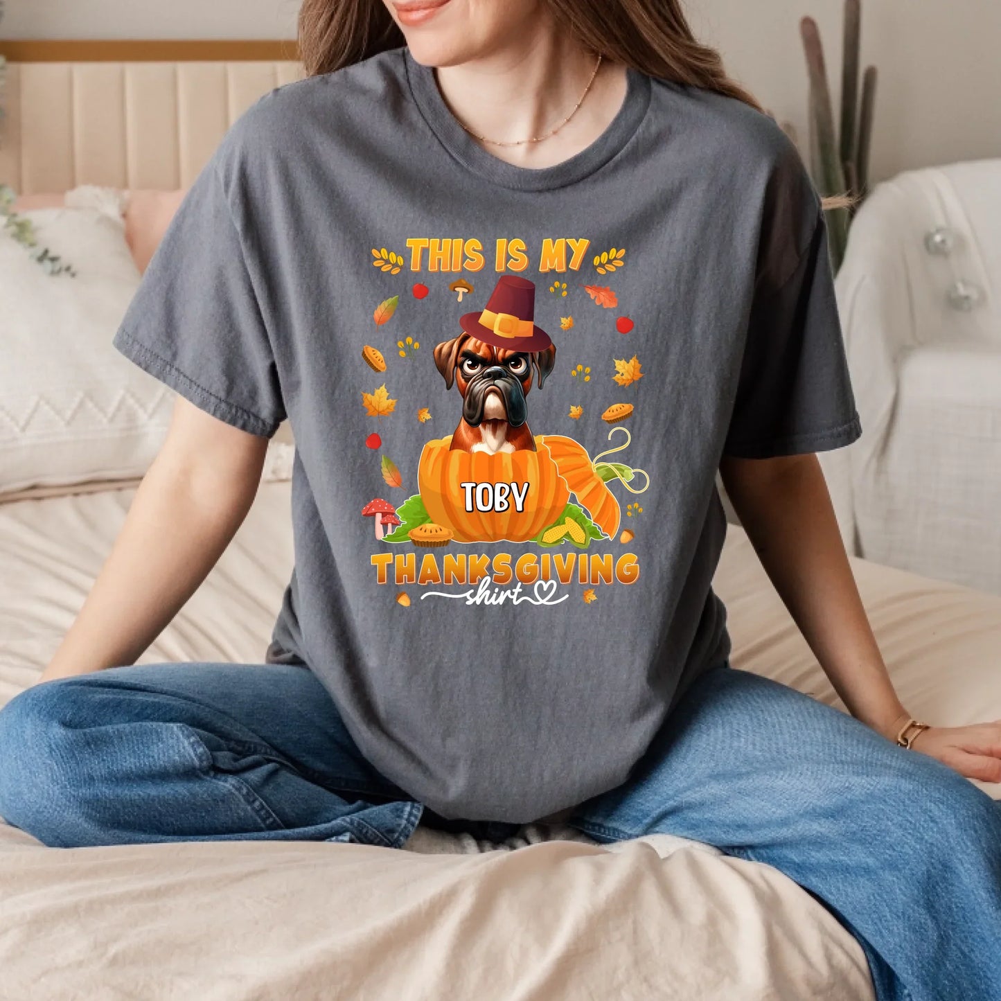 Personalized Thanksgiving Dog Shirt – Custom Pet & Name, Gift for Dog Lovers Hoodie, Sweatshirt (Image 2)