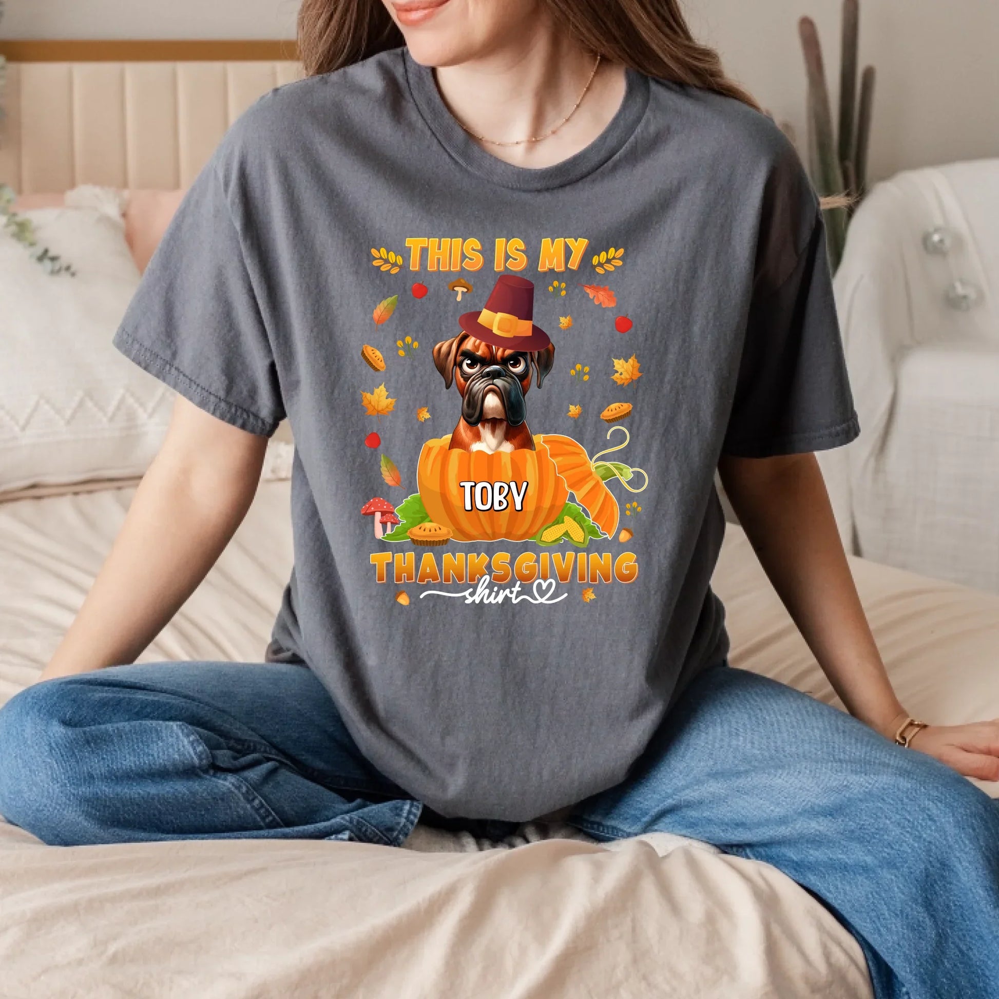 Personalized Thanksgiving Dog Shirt – Custom Pet & Name, Gift for Dog Lovers Hoodie, Sweatshirt (Image 2)
