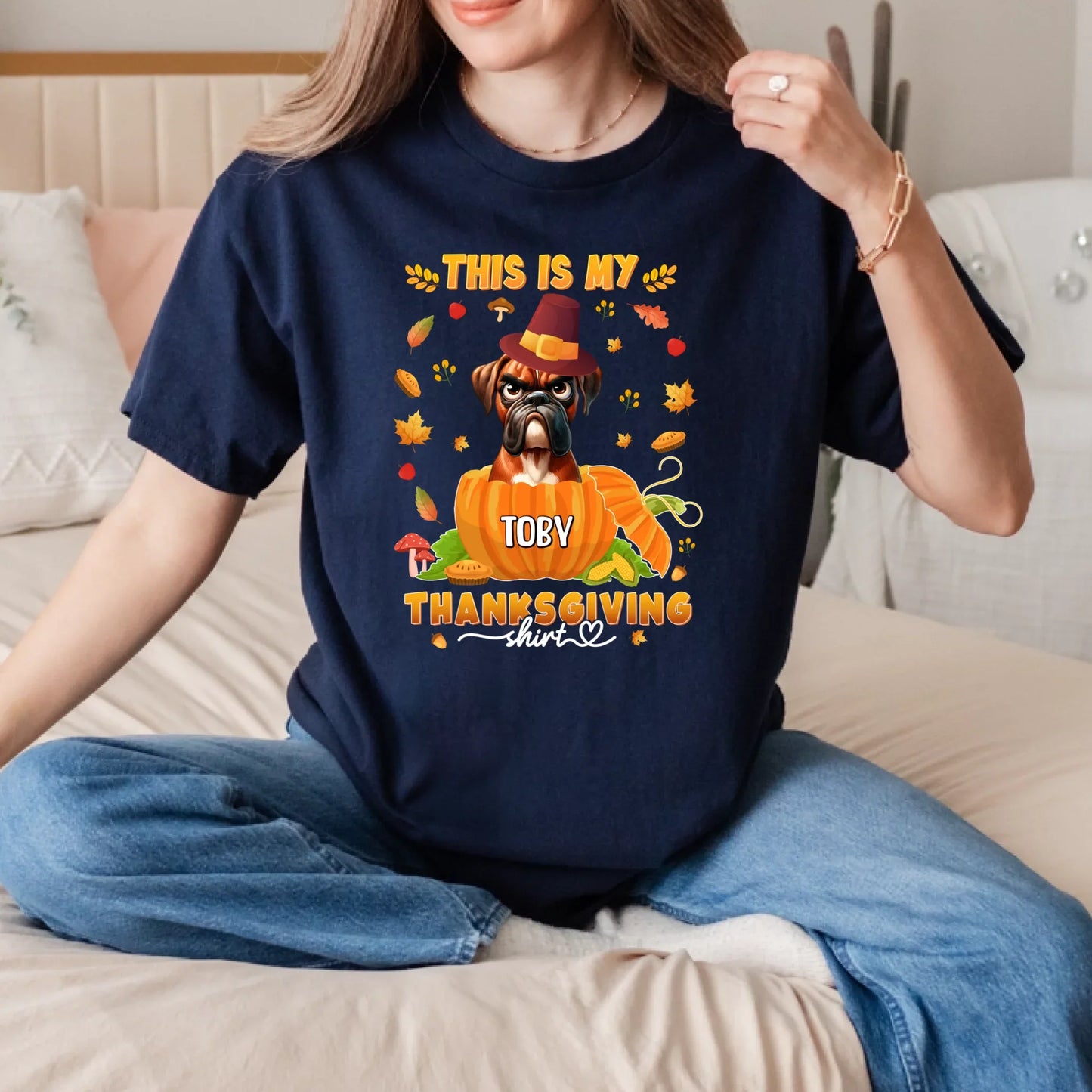 Personalized Thanksgiving Dog Shirt – Custom Pet & Name, Gift for Dog Lovers Hoodie, Sweatshirt (Image 3)