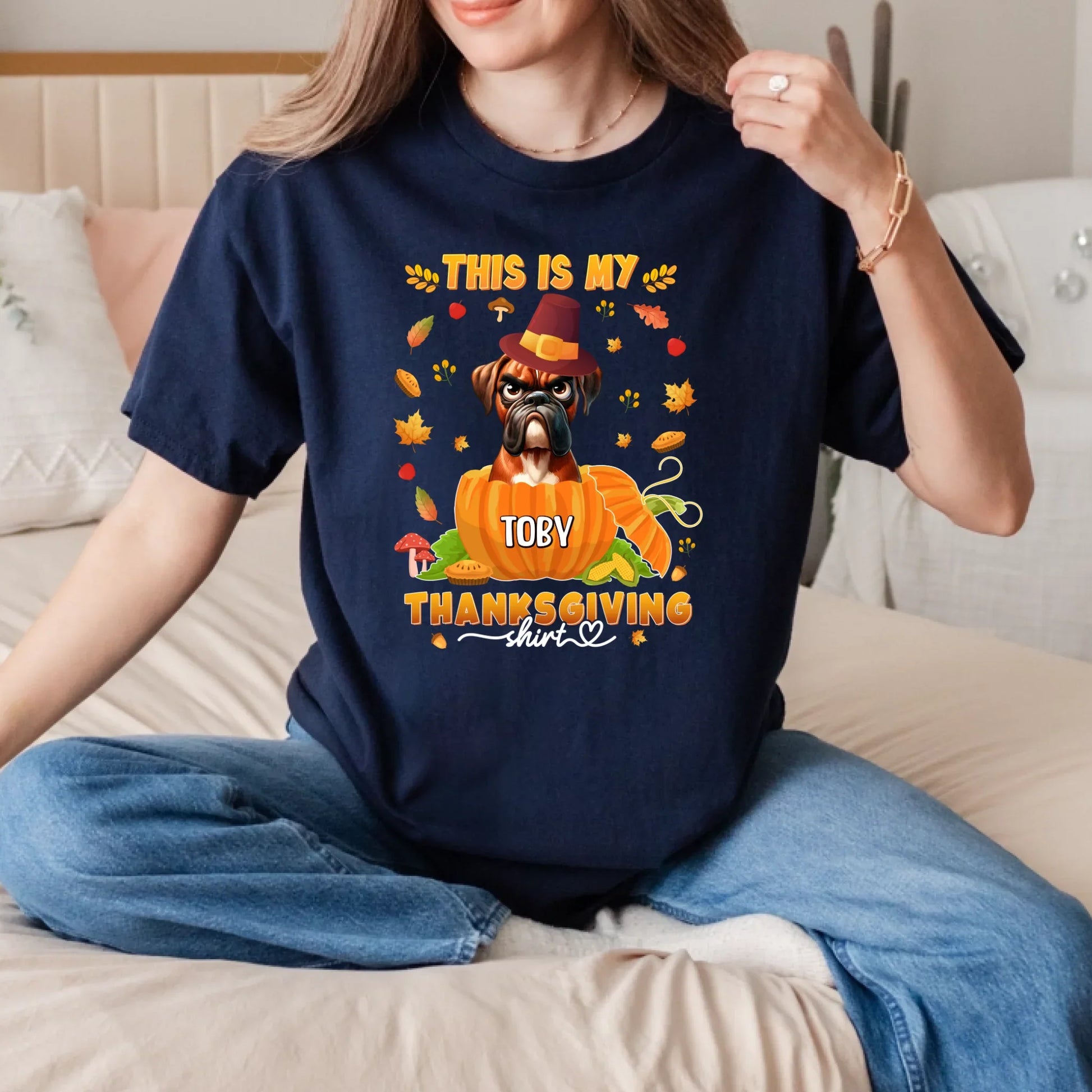Personalized Thanksgiving Dog Shirt – Custom Pet & Name, Gift for Dog Lovers Hoodie, Sweatshirt (Image 3)